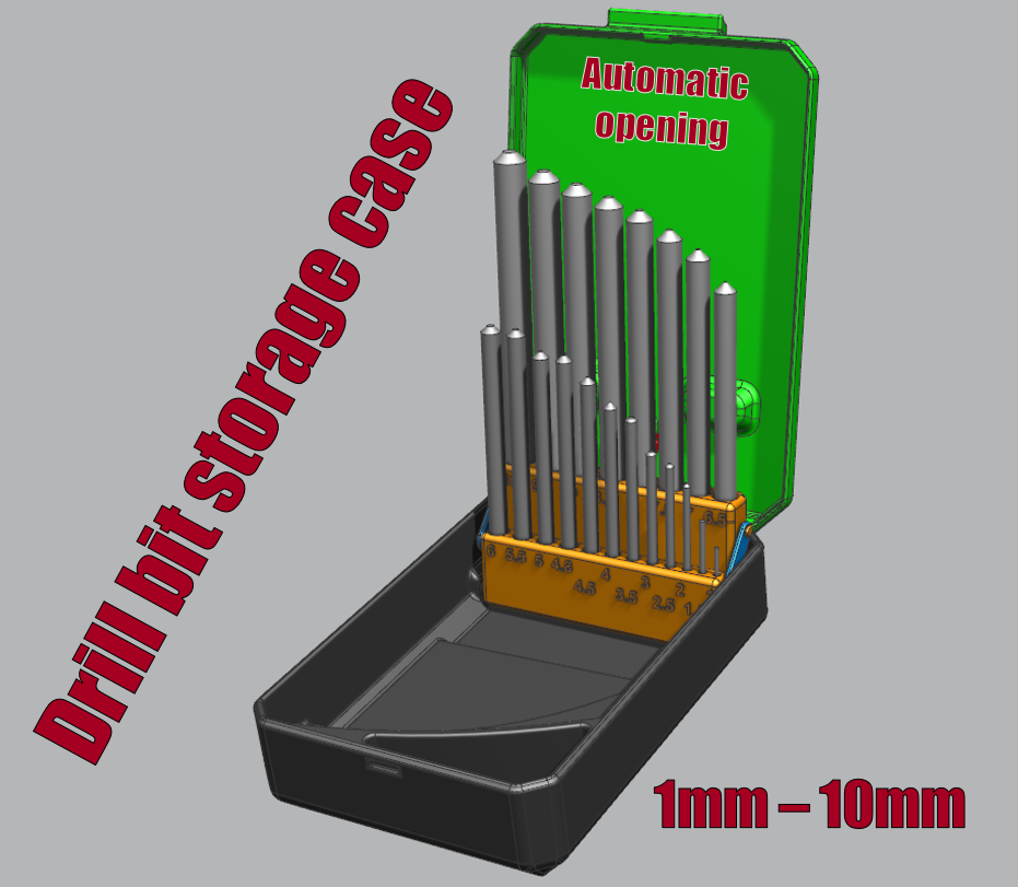 Drill bit storage case 1-10mm (automatic opening)