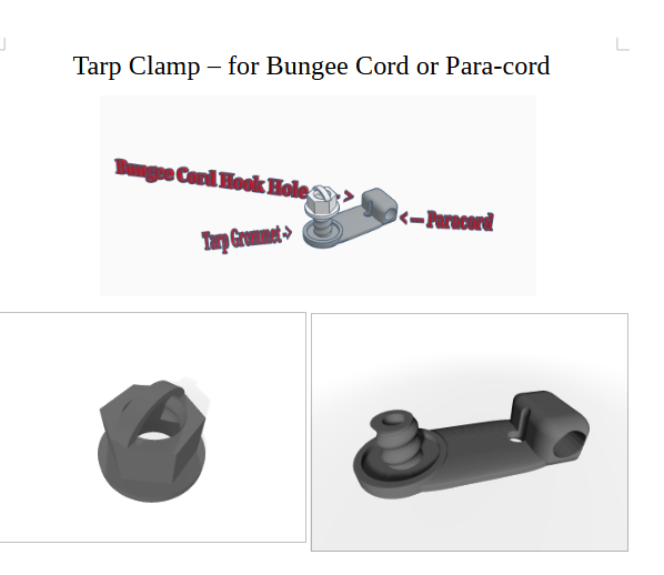 Tarp Clamp for Paracord or Bungee