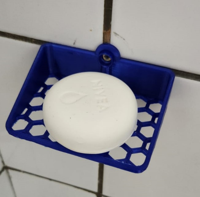 Wall-Mounted Soap Holder with Honeycomb Drain Design