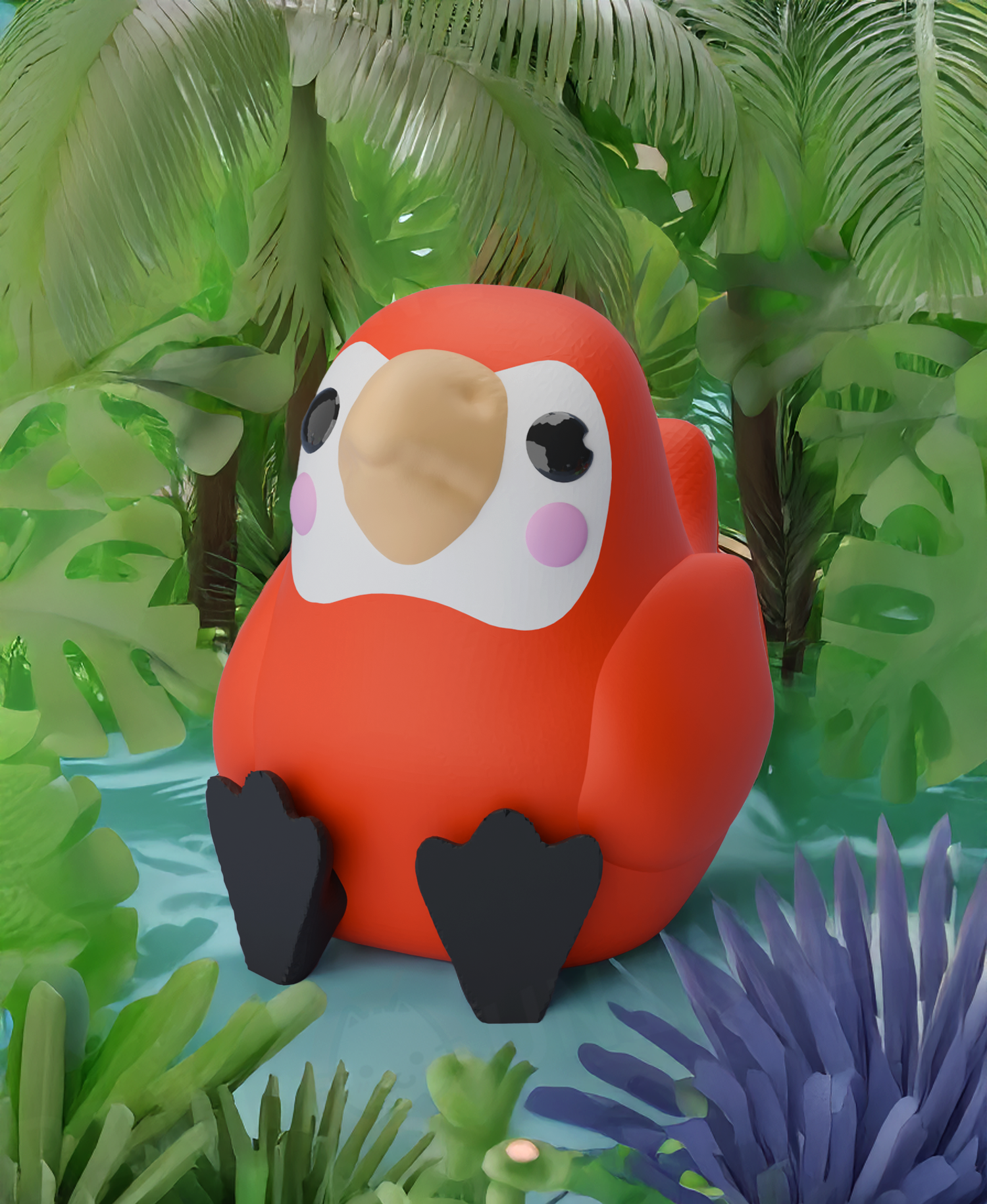 Red Parrot Keychain - No Support
