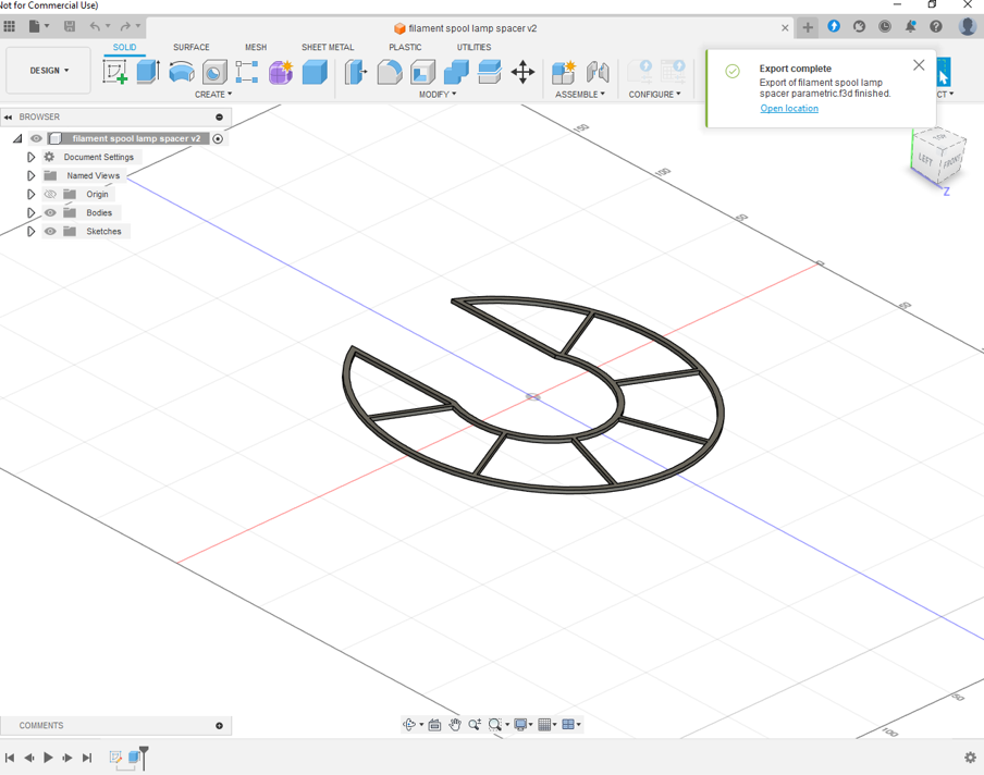 Parametric Spacer for Filament Spool Lamp