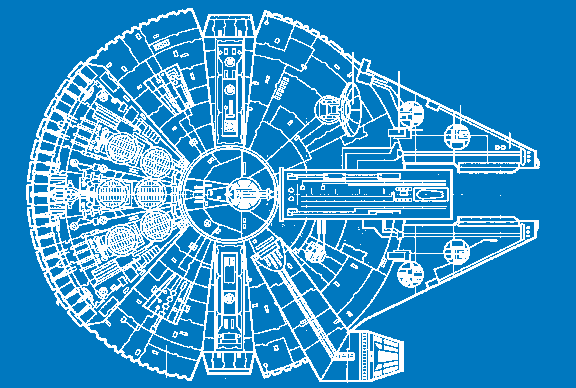 Millennium Falcon blue print HueForge