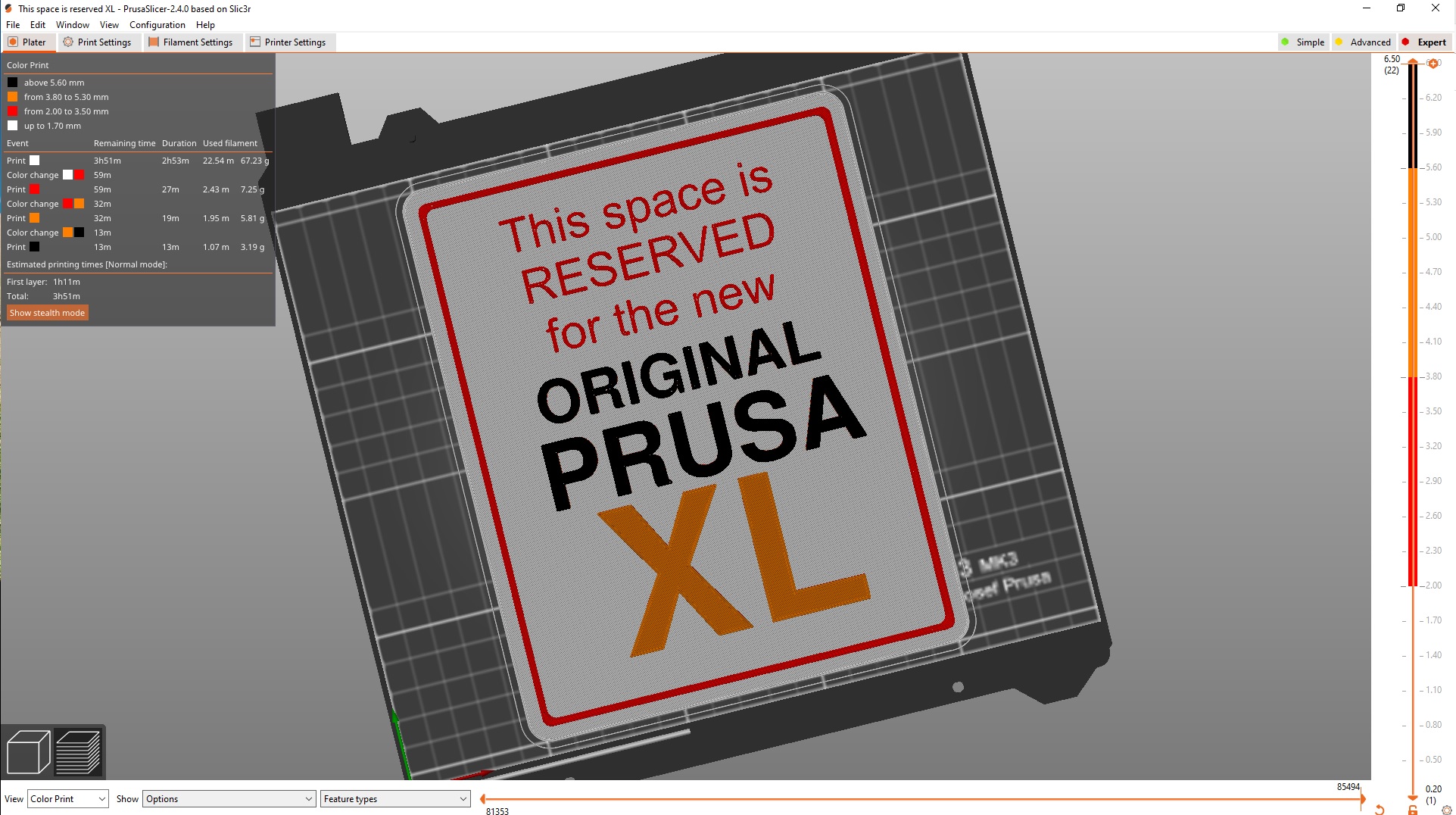 This space is reserved for the Prusa XL