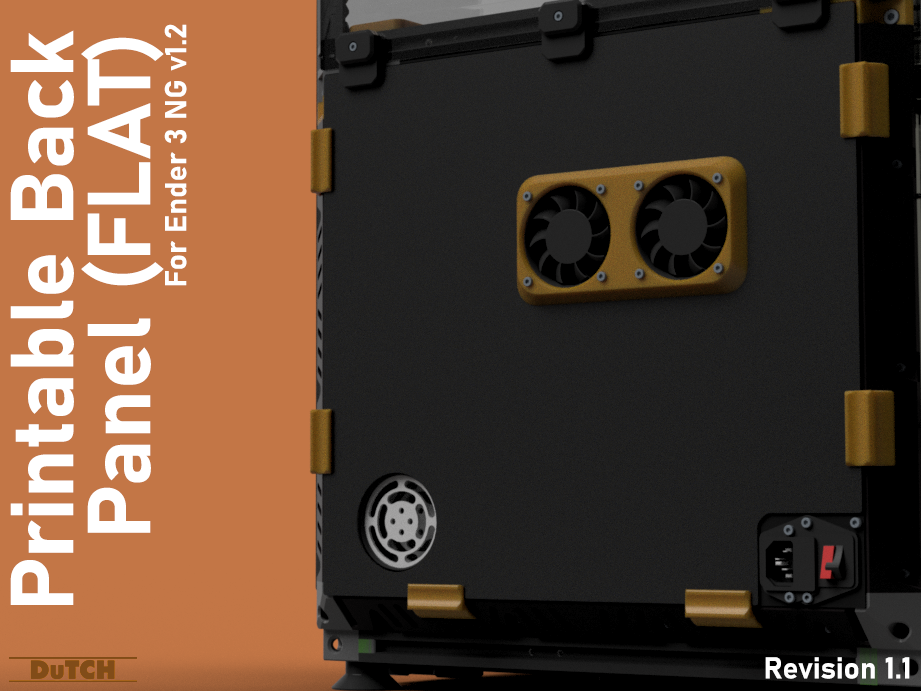 Ender 3 NG v1.2 Printable Flat Back Panel (Revision 1.1)