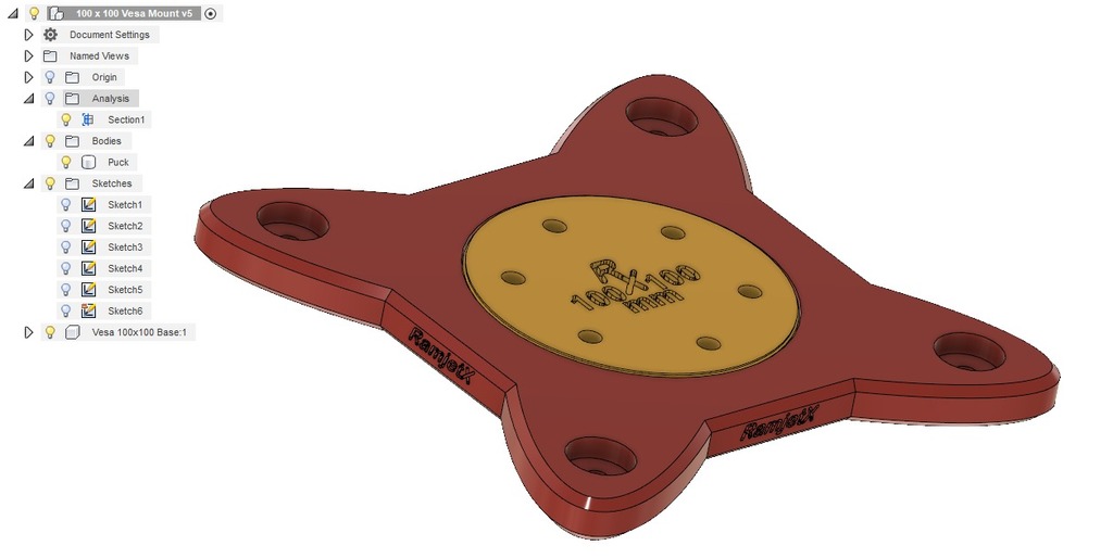 RamjetX VESA 100mm x 100mm Ultrathin Monitor Mount