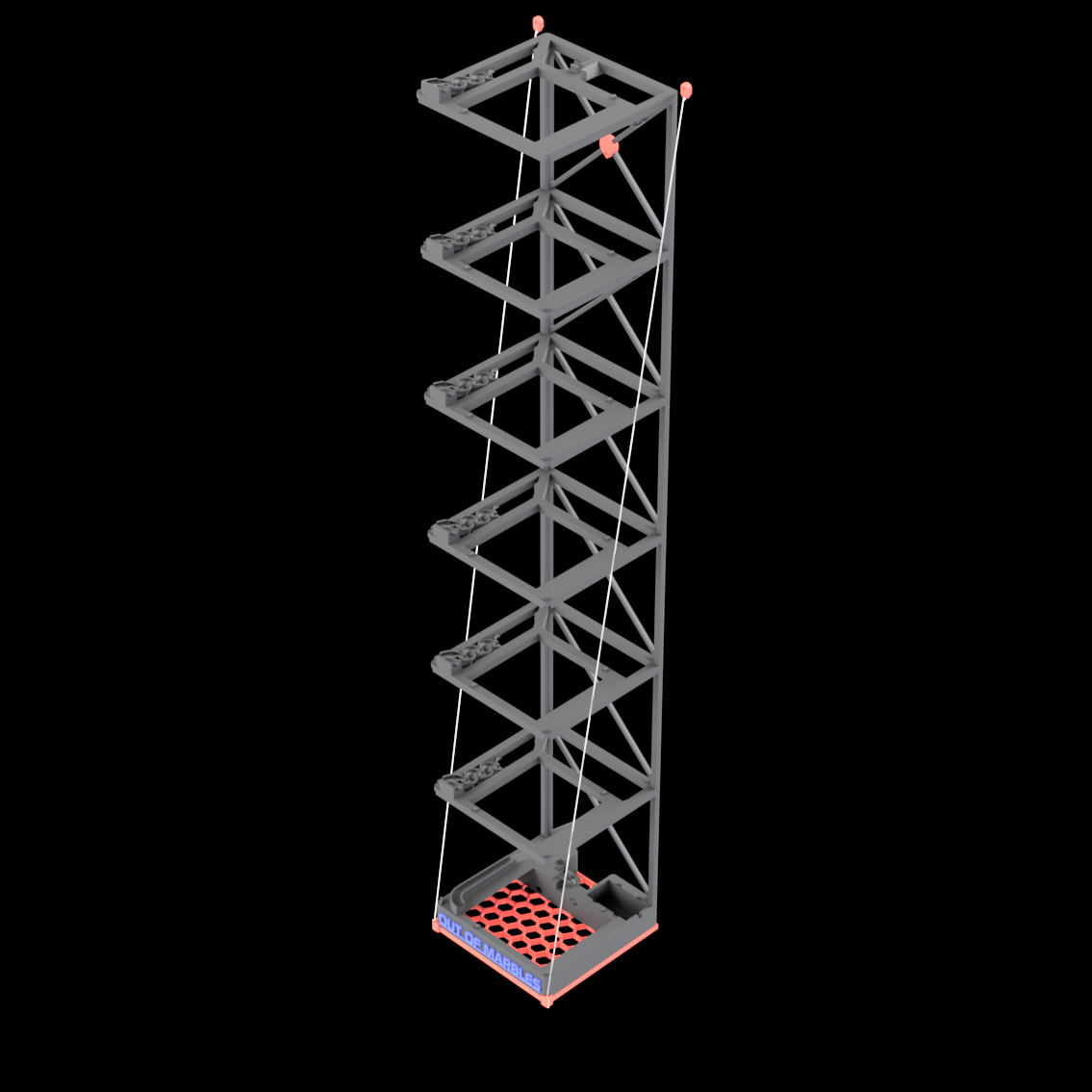 Parametric Out of Marbles Bucket Tower Suspension Shelf