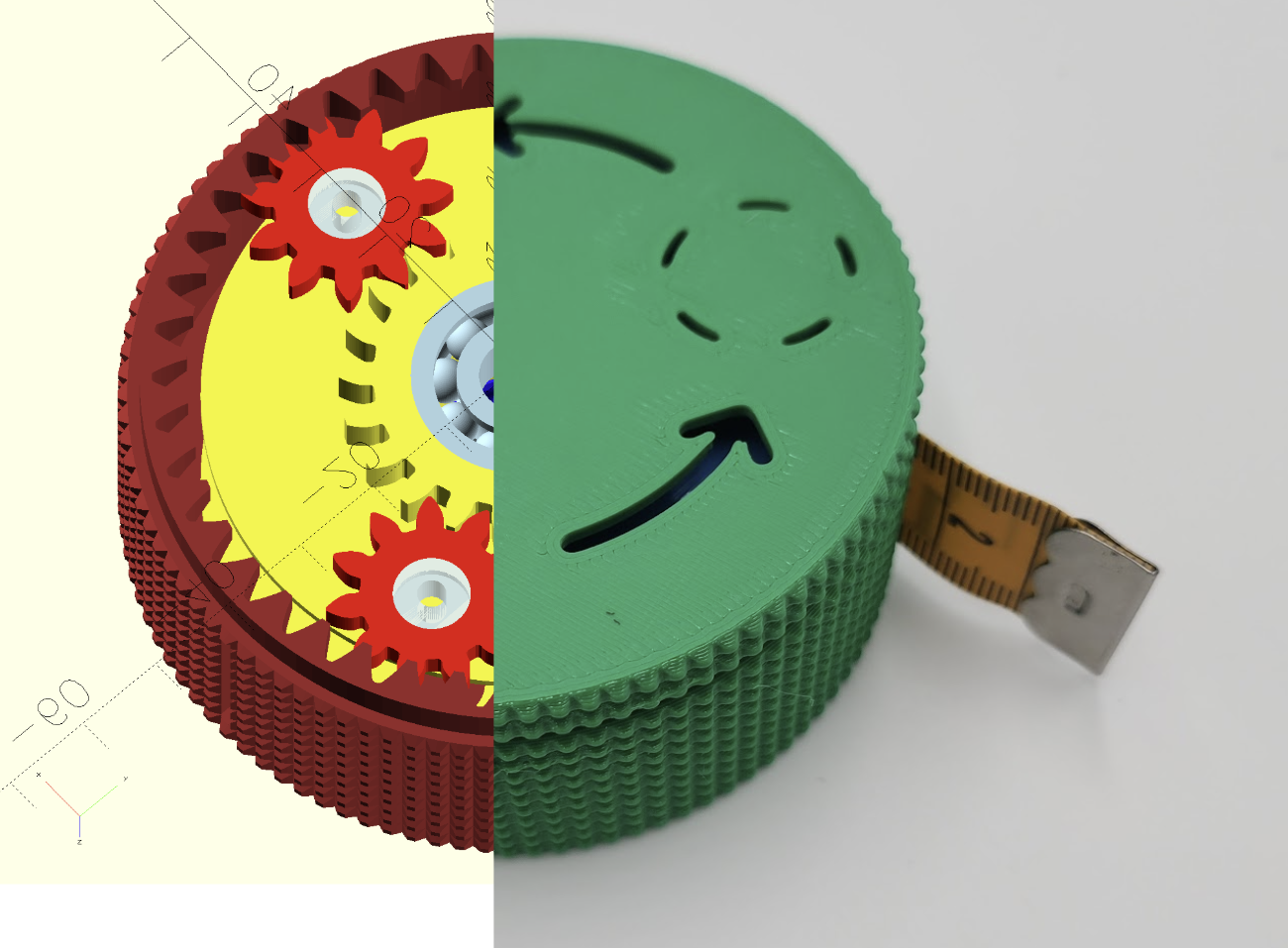 Over-engineered soft tape measure spool