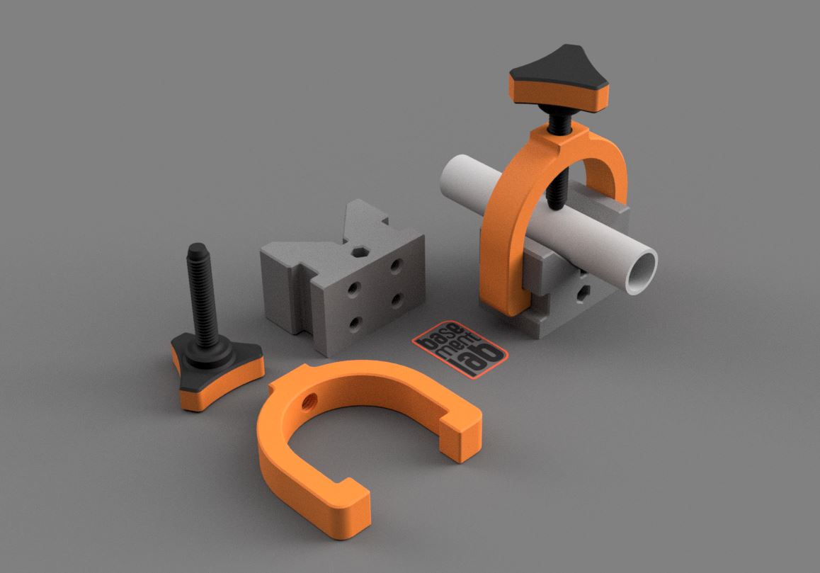 Vee block with clamp, clamping Knob M8 Threaded Stud - Prisma Officina con Morsetto e Manopola di serraggio M8