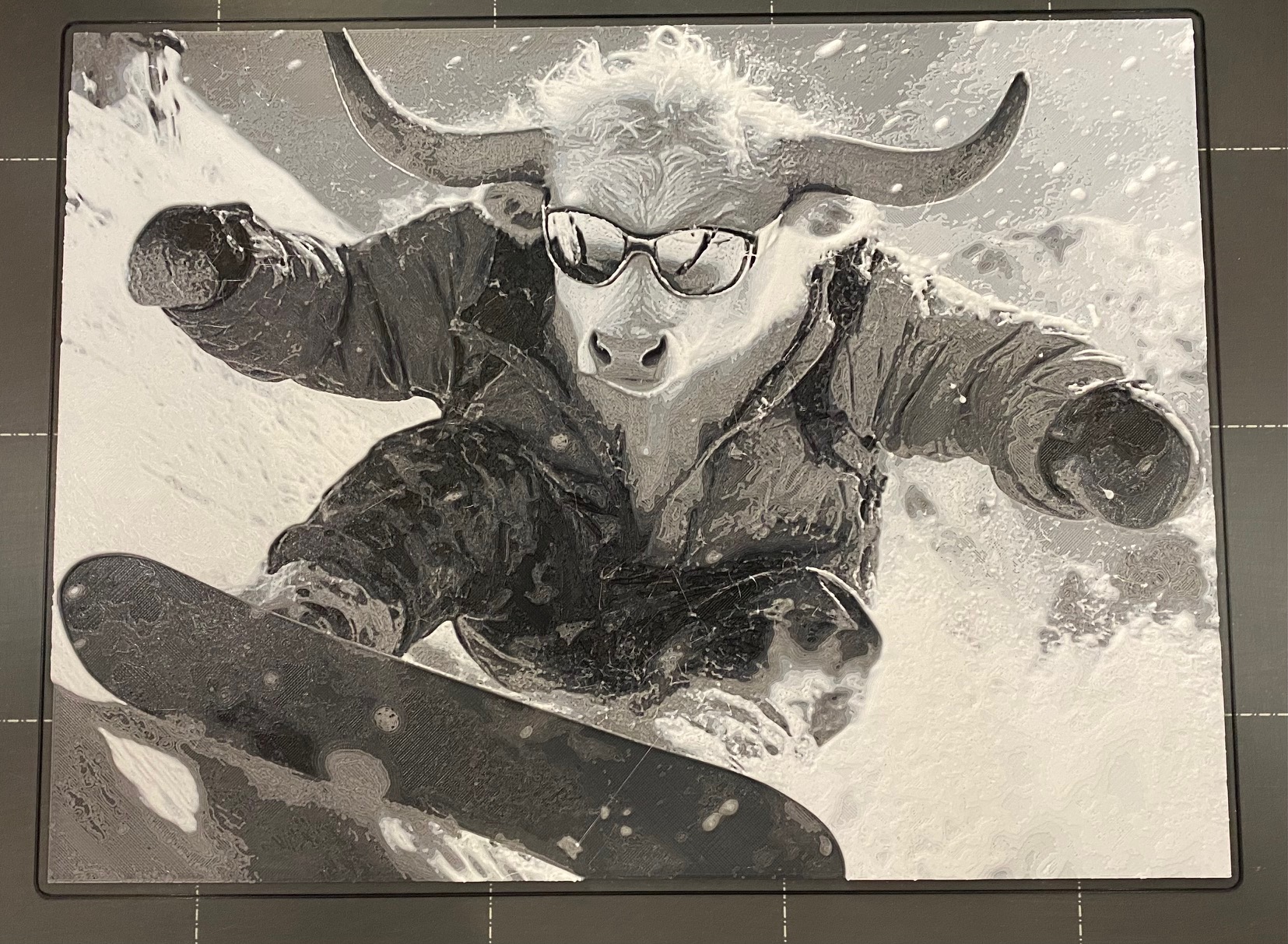 Bull Shredding the Slopes - Hueforge