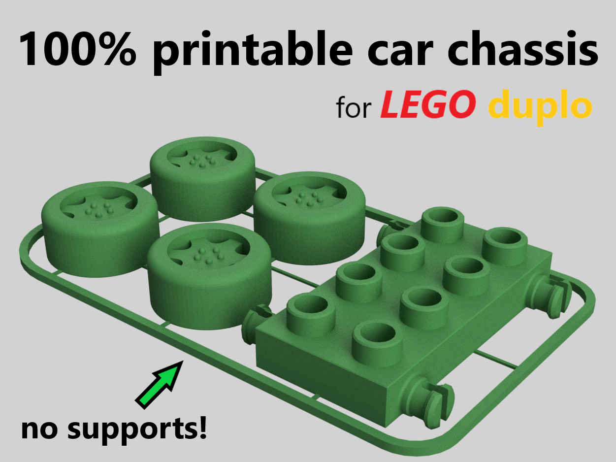 Lego Duplo compatible car chassis Kit Card (no supports!)