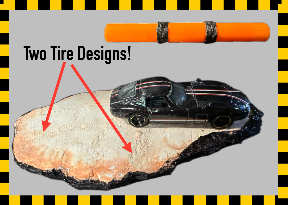 Tire Tracks Clay Roller - Matchbox/Hotwheels size 1:64 - Perfect for Gaslands and model making
