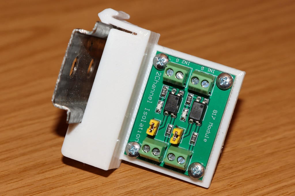 DIN rail mount for PC817 2 channel optocoupler module