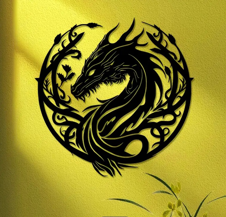 Dragon Head Floral Wall Art