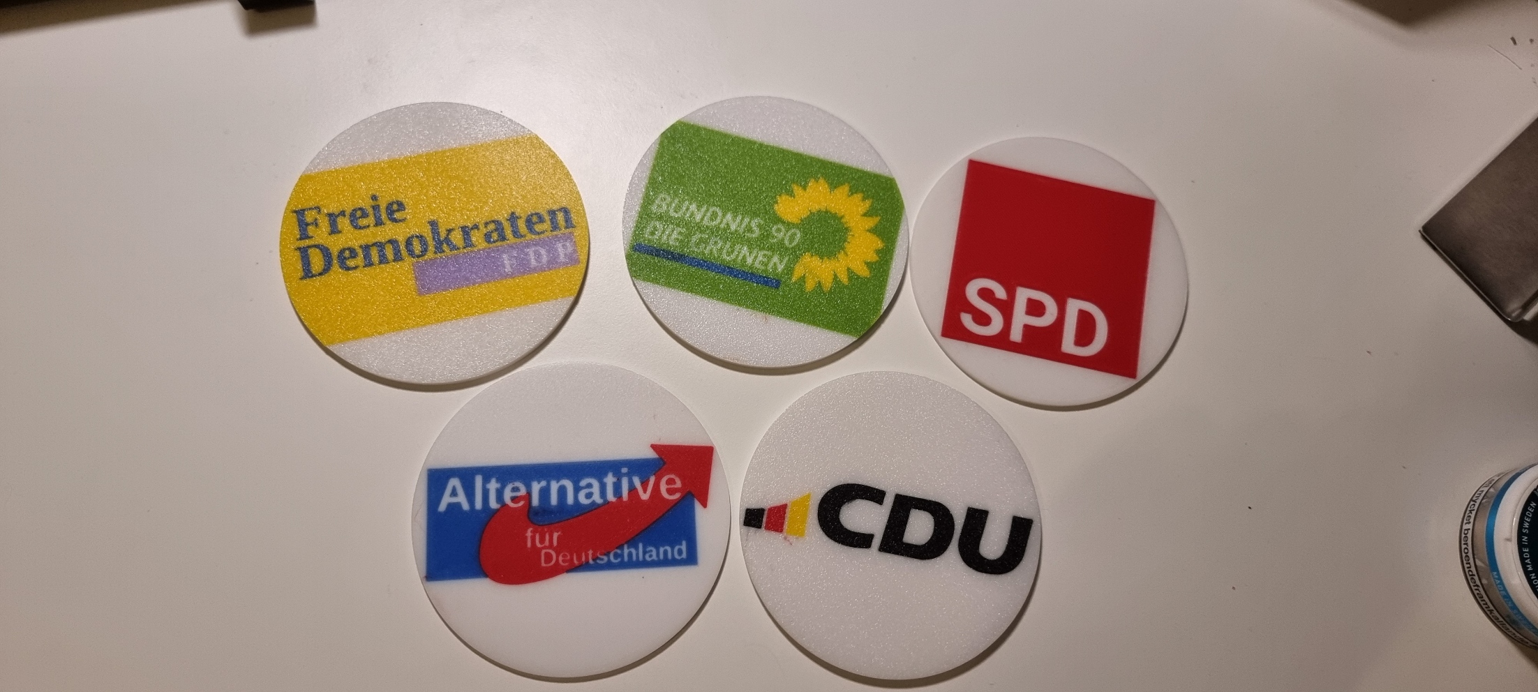 CDU, SPD, AFD, Grüne, FDP Untersetzer 110mm - coaster 110mm