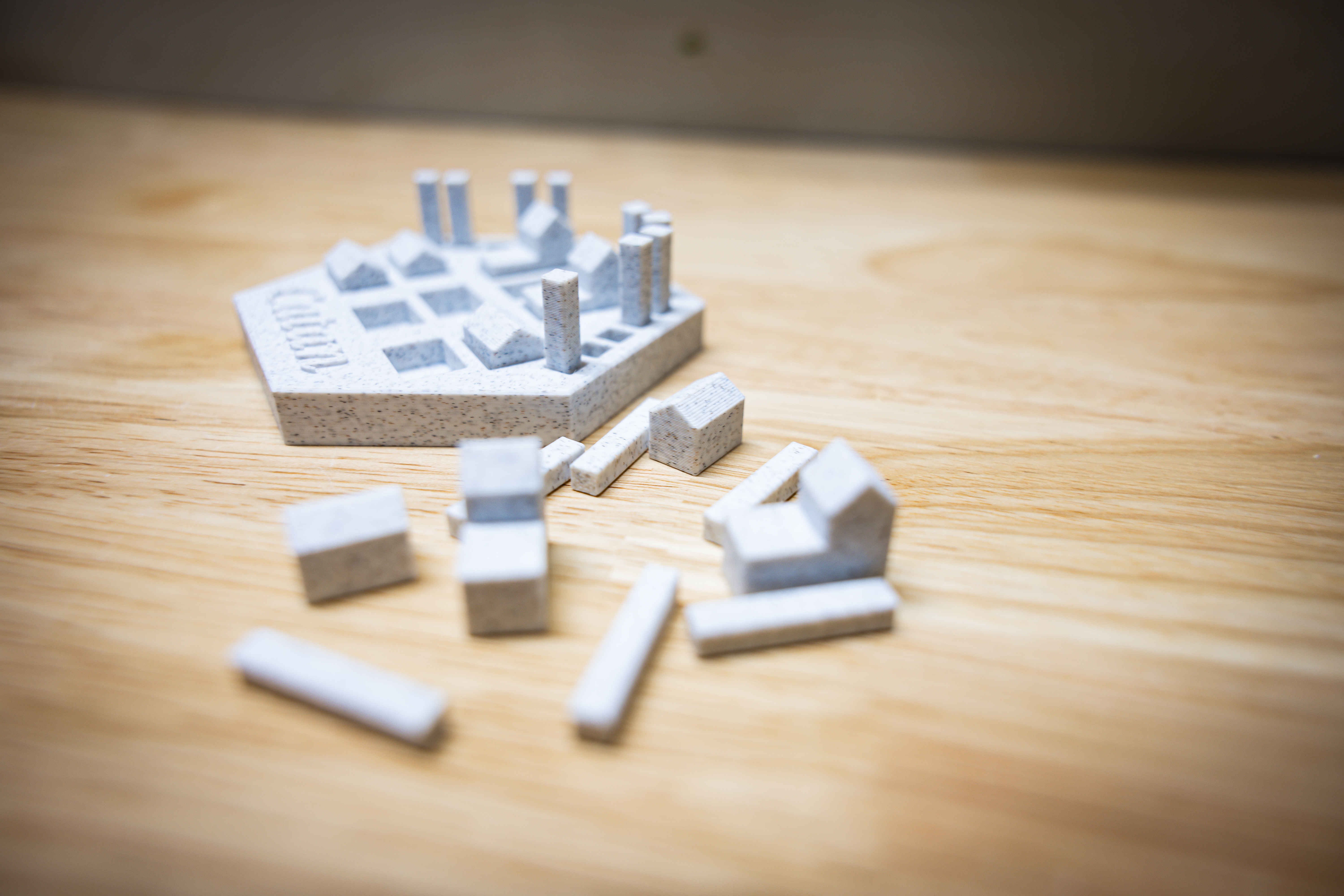 Catan Game Pieces and Container