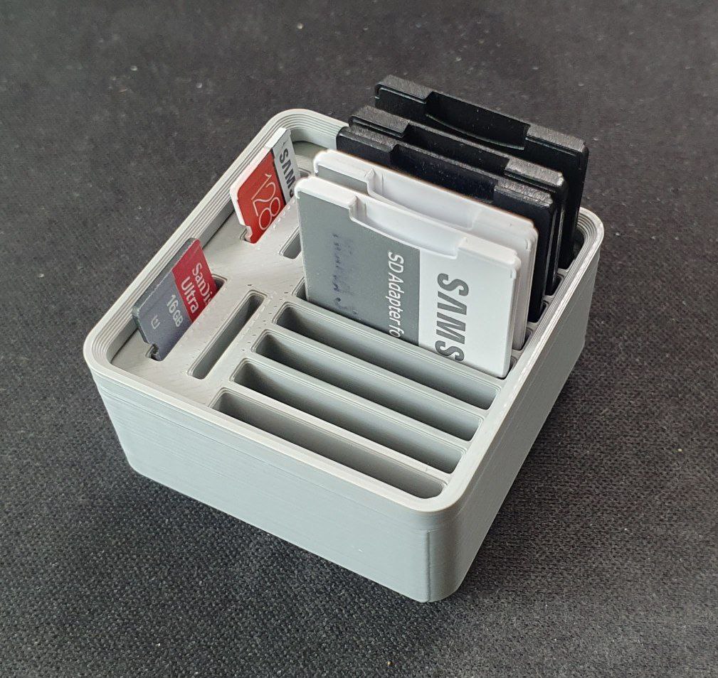 1x1 Gridfinity 9 SD + 4 MicroSD Card Holder
