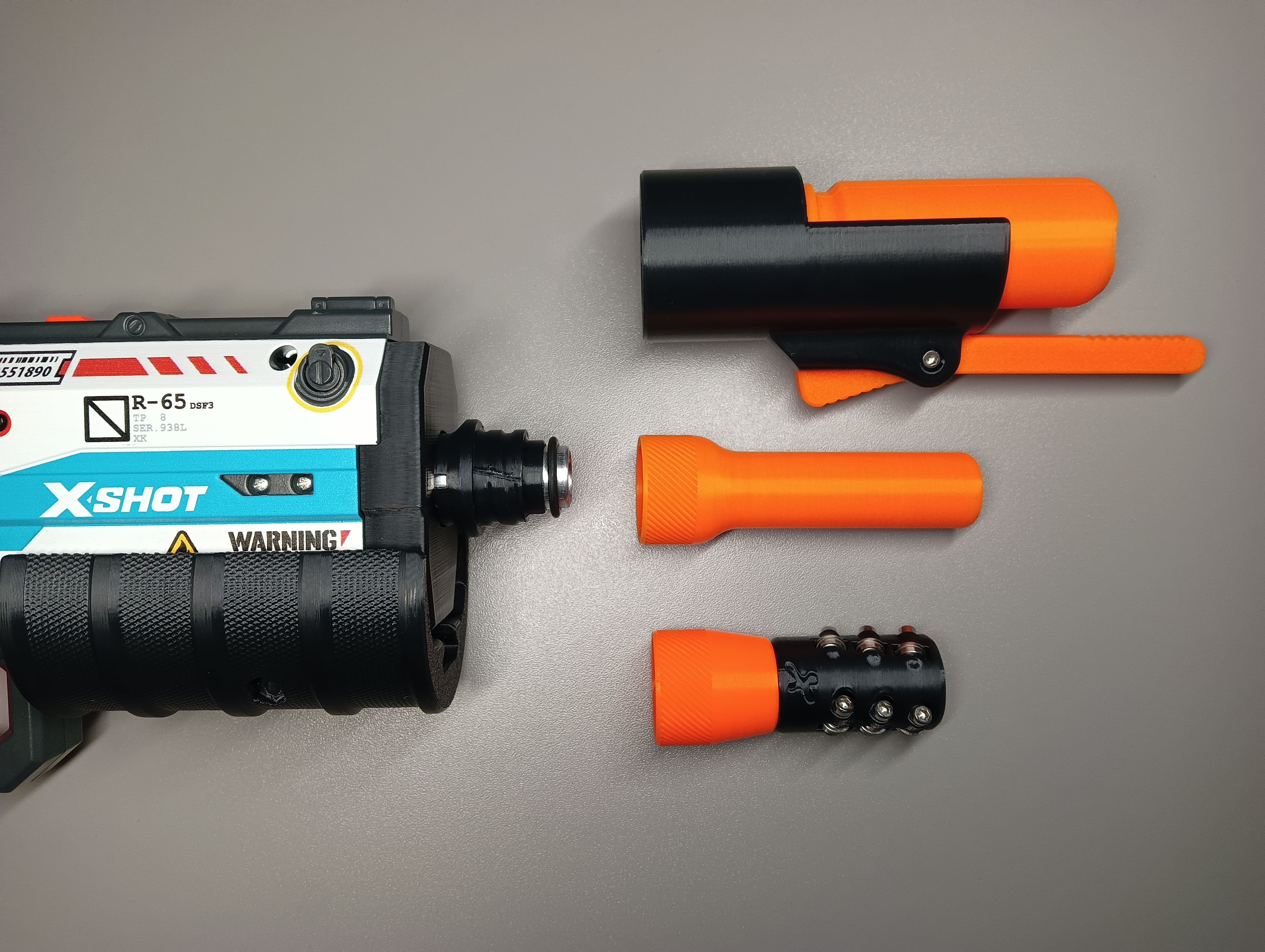 Collet adapter to screw on a Silly SCAR (or another attachment) _ X-Shot Fury-X _