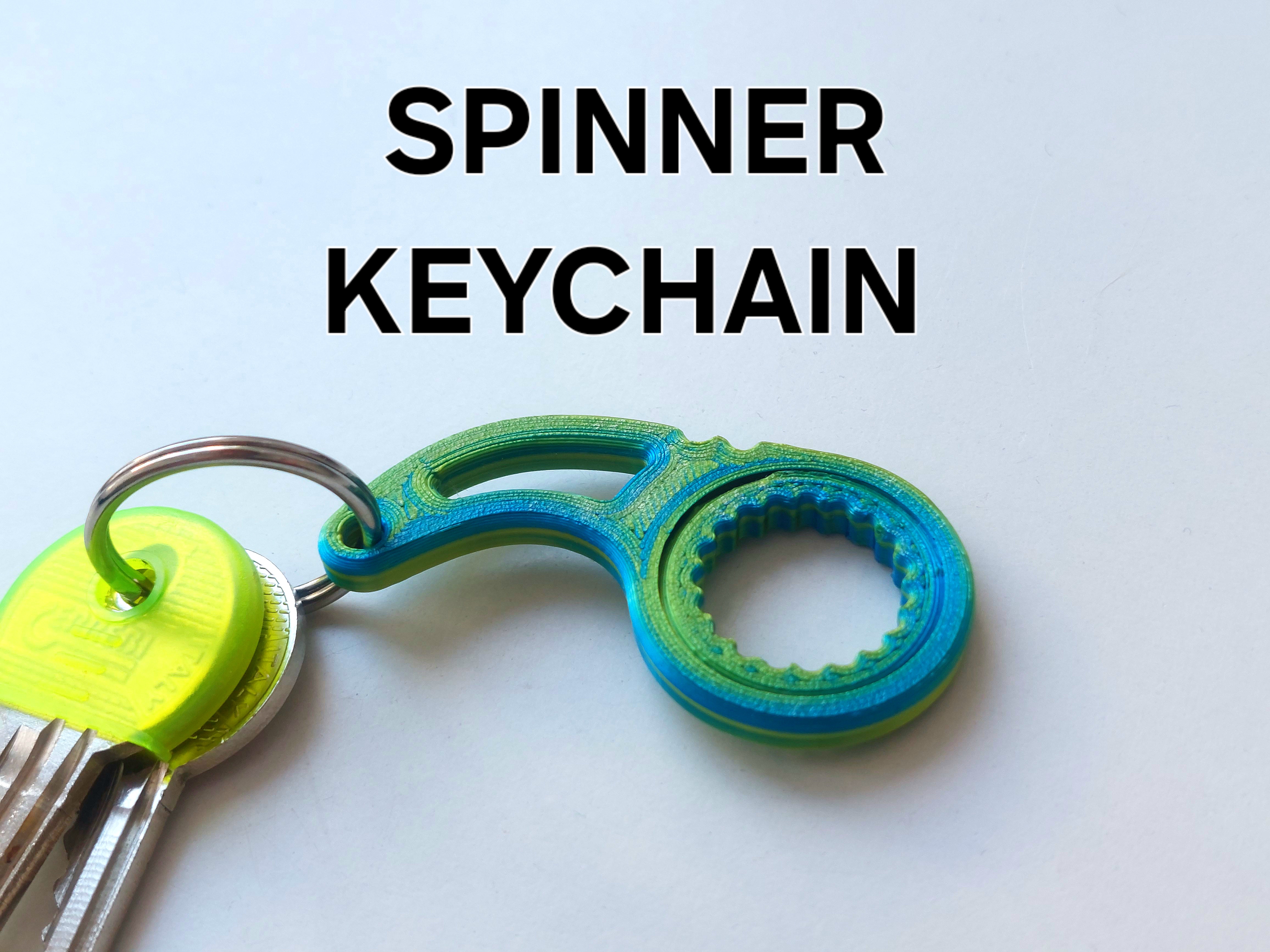 Fidget Spinner Keychain - Print in Place 3D model thumbnail