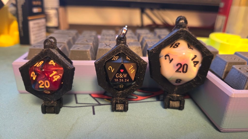 d20 Keeper (REMIX) - D20 Cage - Pendant - Keychain