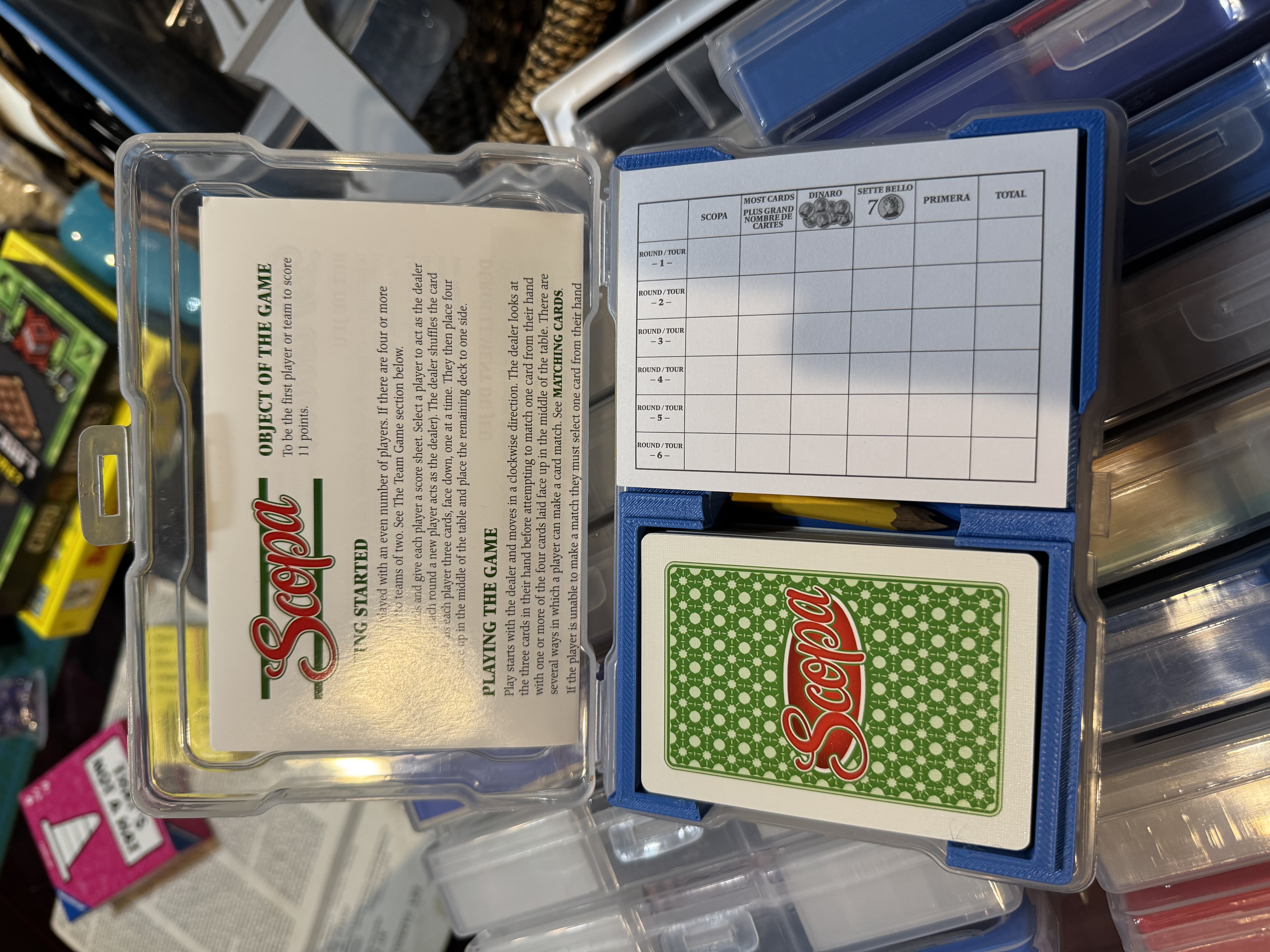 Scopa card game photocaddy insert
