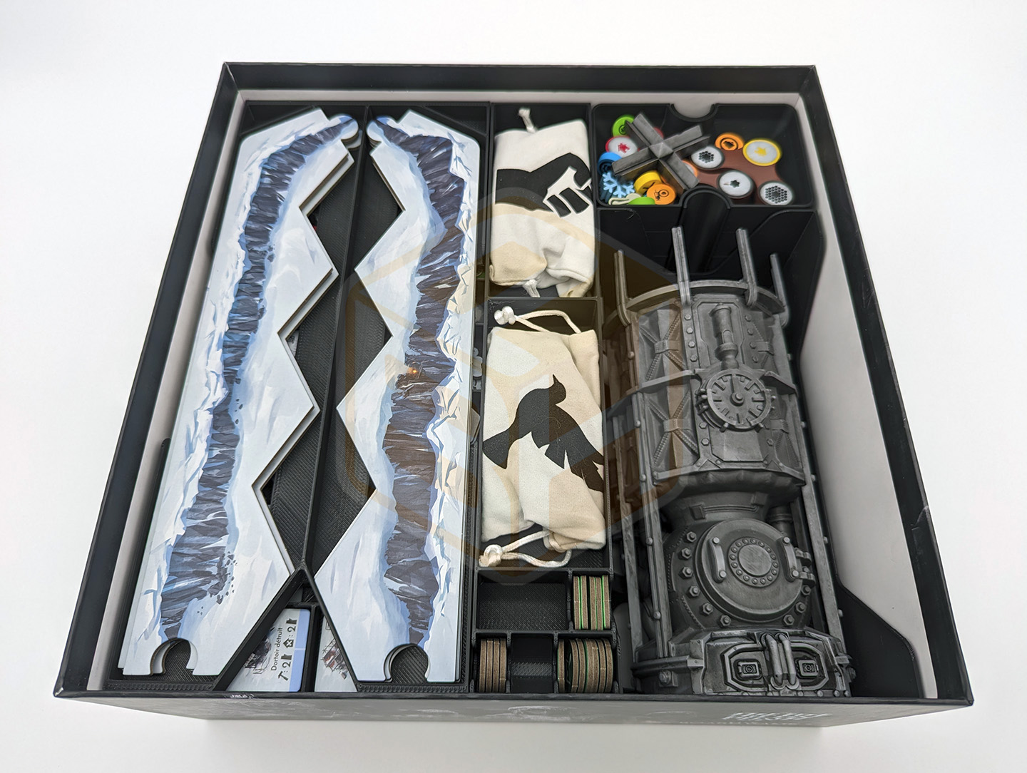 Organizing insert for Frostpunk board game by Asyncron Games.