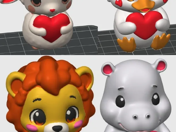 Valentine's Day Animal Figurines - Heart-Holding Decorations