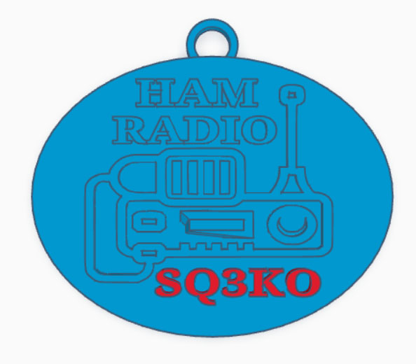 Keychain HAM RADIO + shortwave radio sign