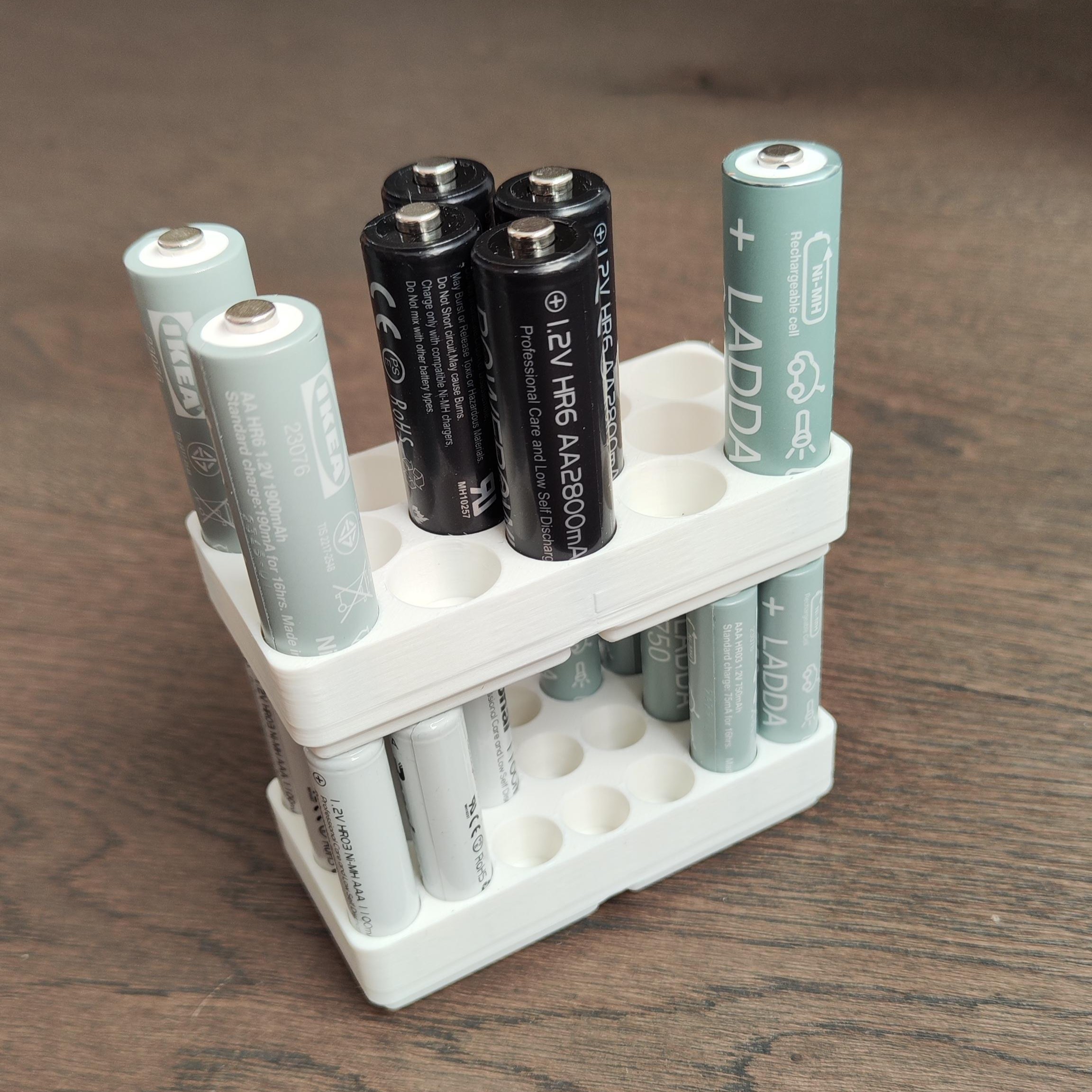 Miniatura 5 do modelo 3D Gridfinity 2x1 Inter-stackable AA battery holder