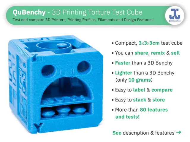 QuBenchy - 3D Printing Torture Test Cube