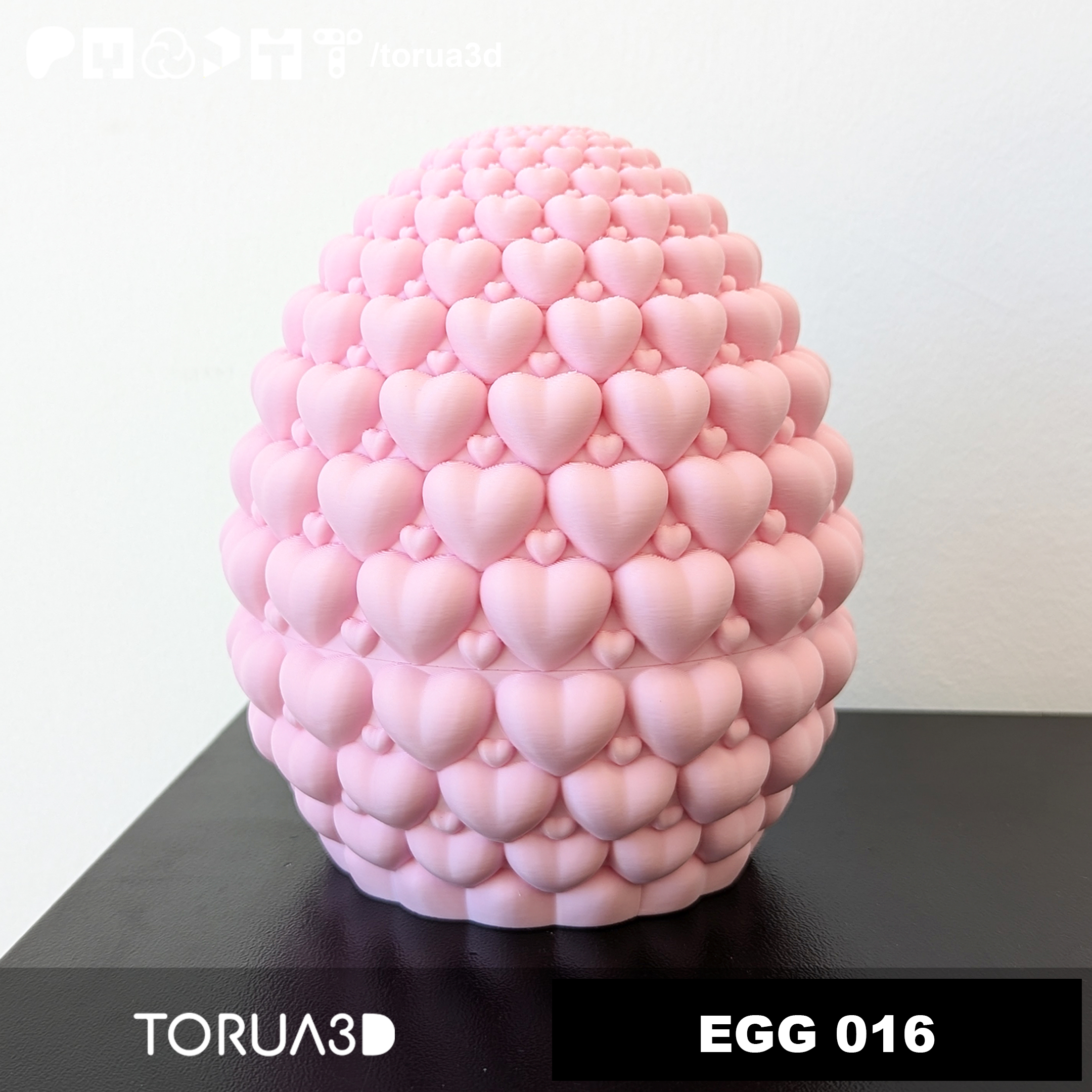 Dragon egg 016 Valentine's Day - Print in place - No supports - STL