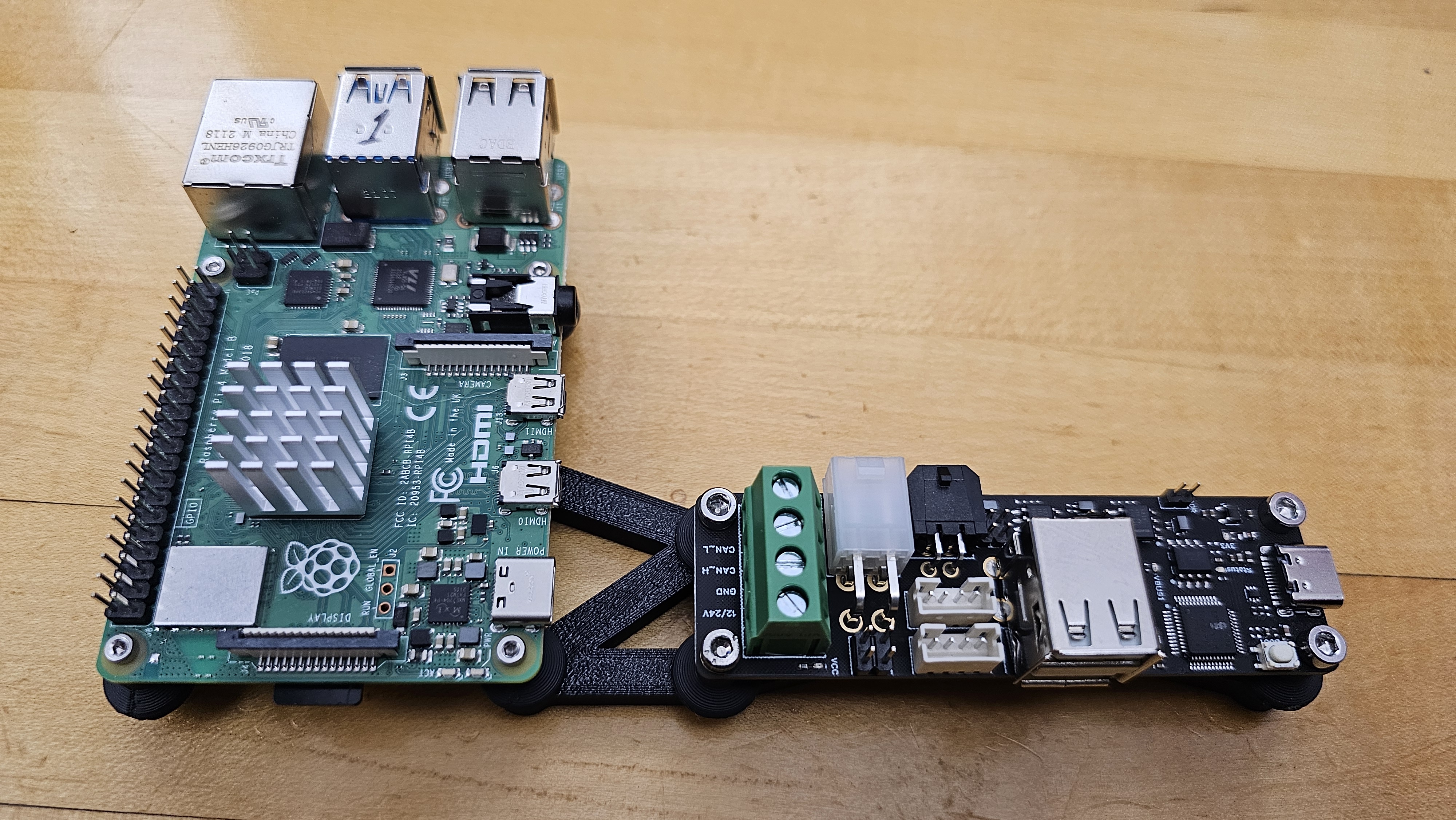 Combined rail mount for Raspberry Pi 4 and BTT U2C CAN board