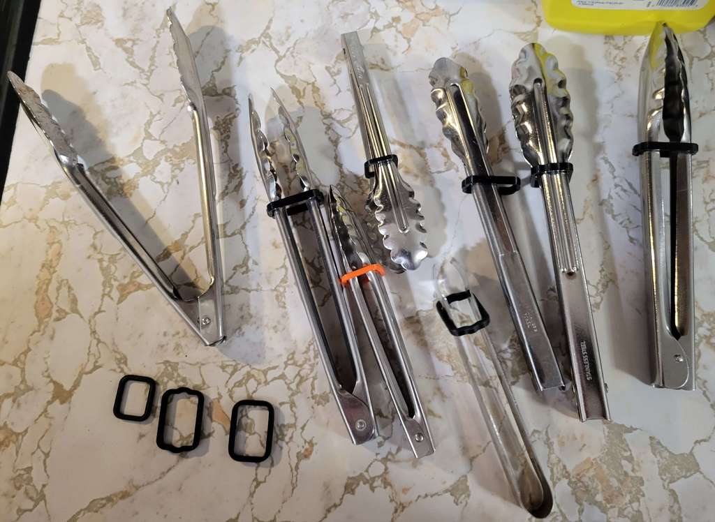 tongs keeper for drawer storage, no more drawer stuck closed.....bwahaha