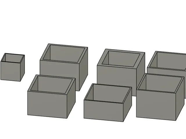 Extrusion multiplier calibration test cubes open 2 wall , .2, .3, .4, .5, .6, .8, 1.0