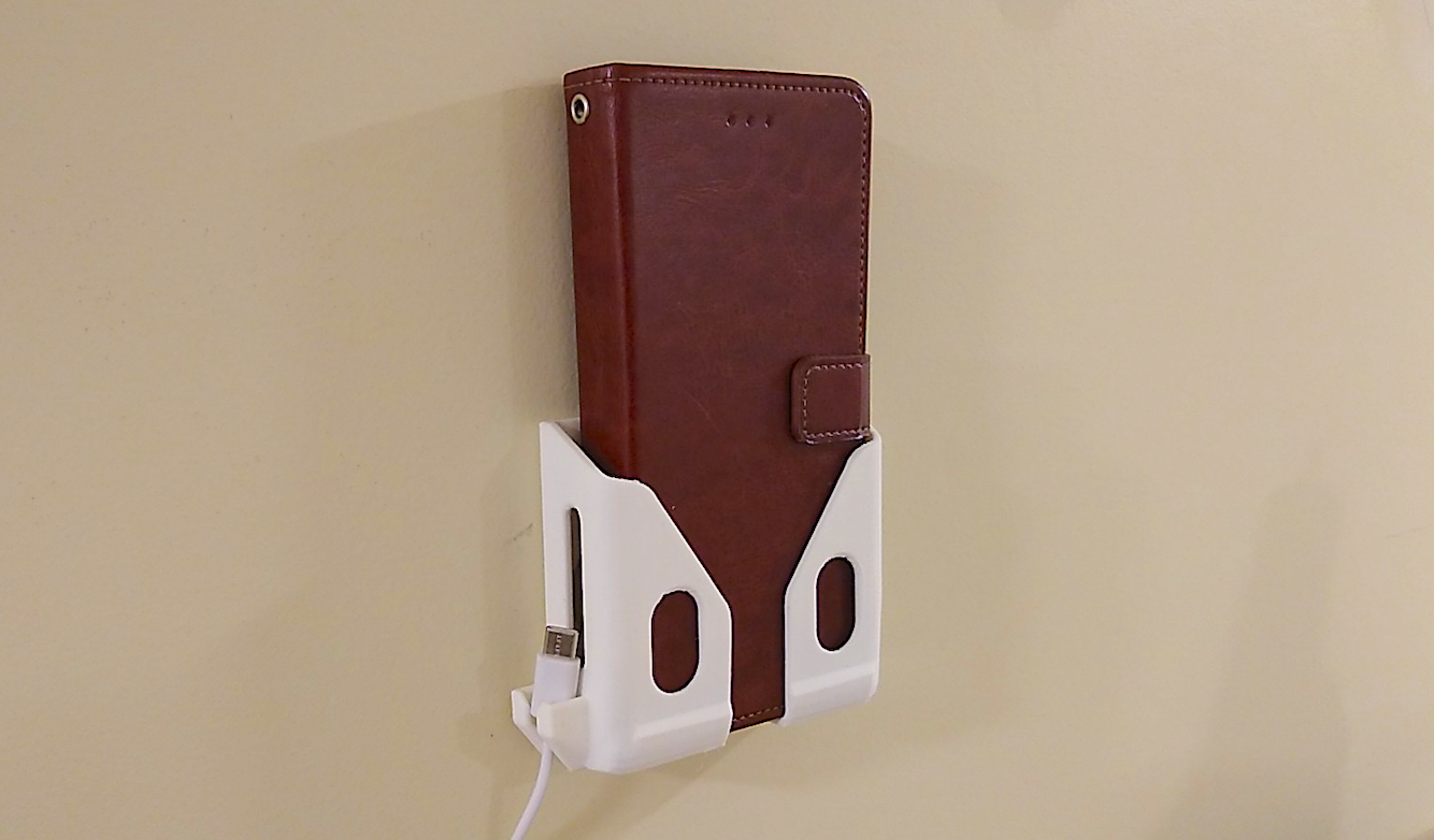 Phone Holder Wall Mount (w charge cable keeper)