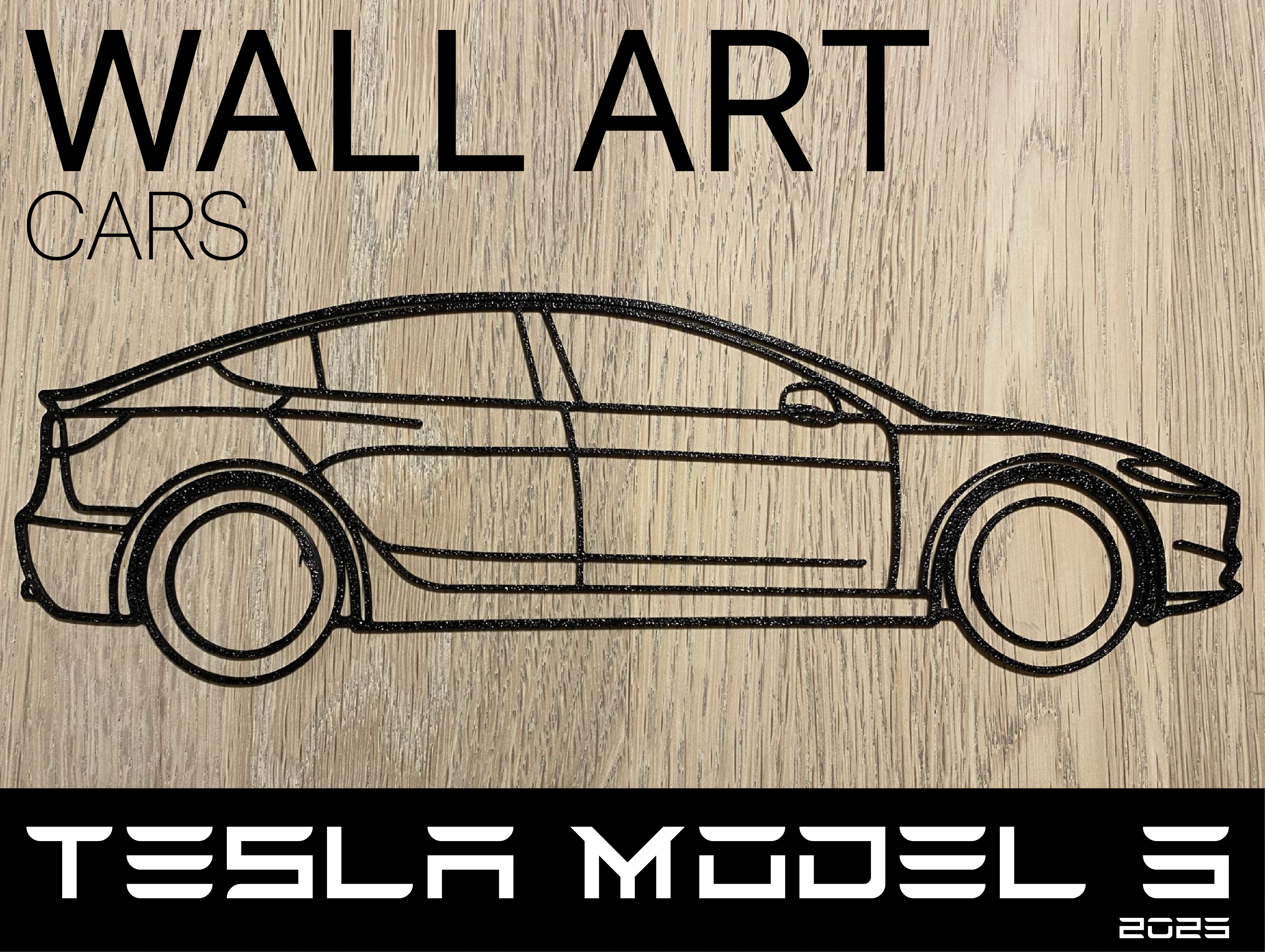 Car silhouette wall art - Tesla Model 3 2023