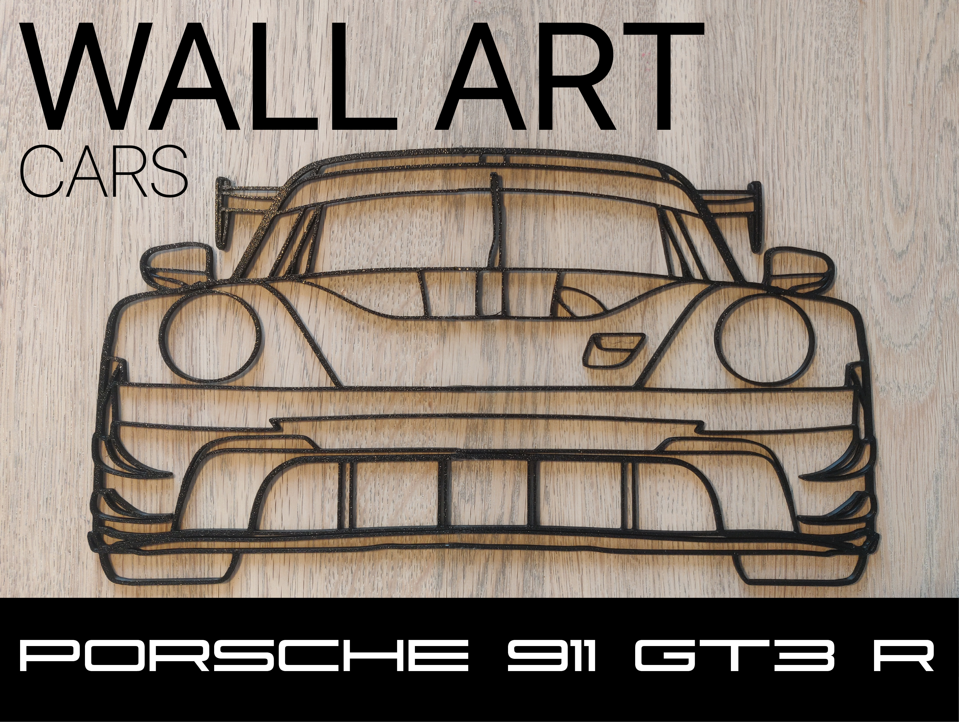 Car silhouette wall art - Porsche 911 GT3 R 2023 (Front)