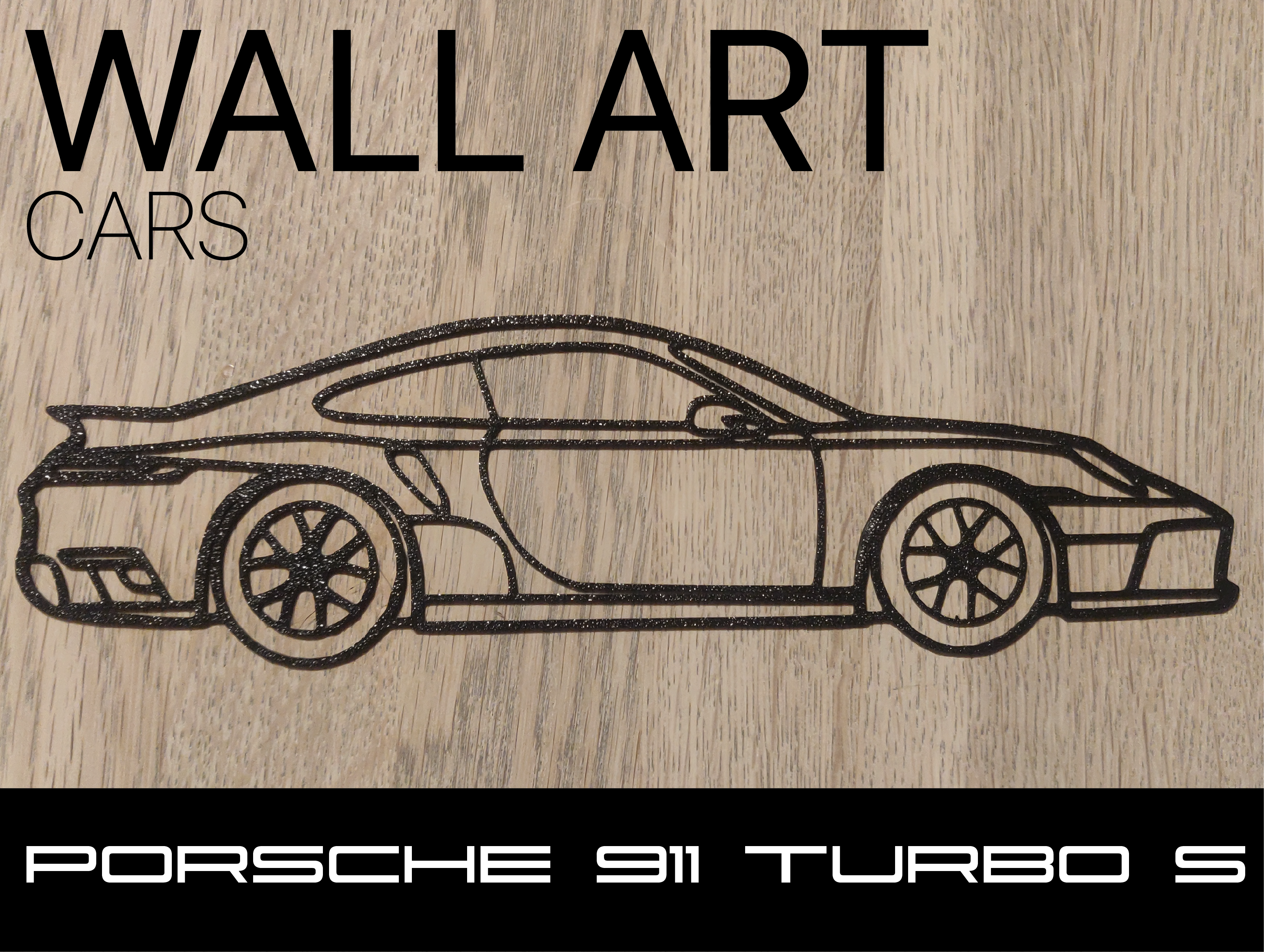 Car silhouette wall art - Porsche 911 Turbo S 992