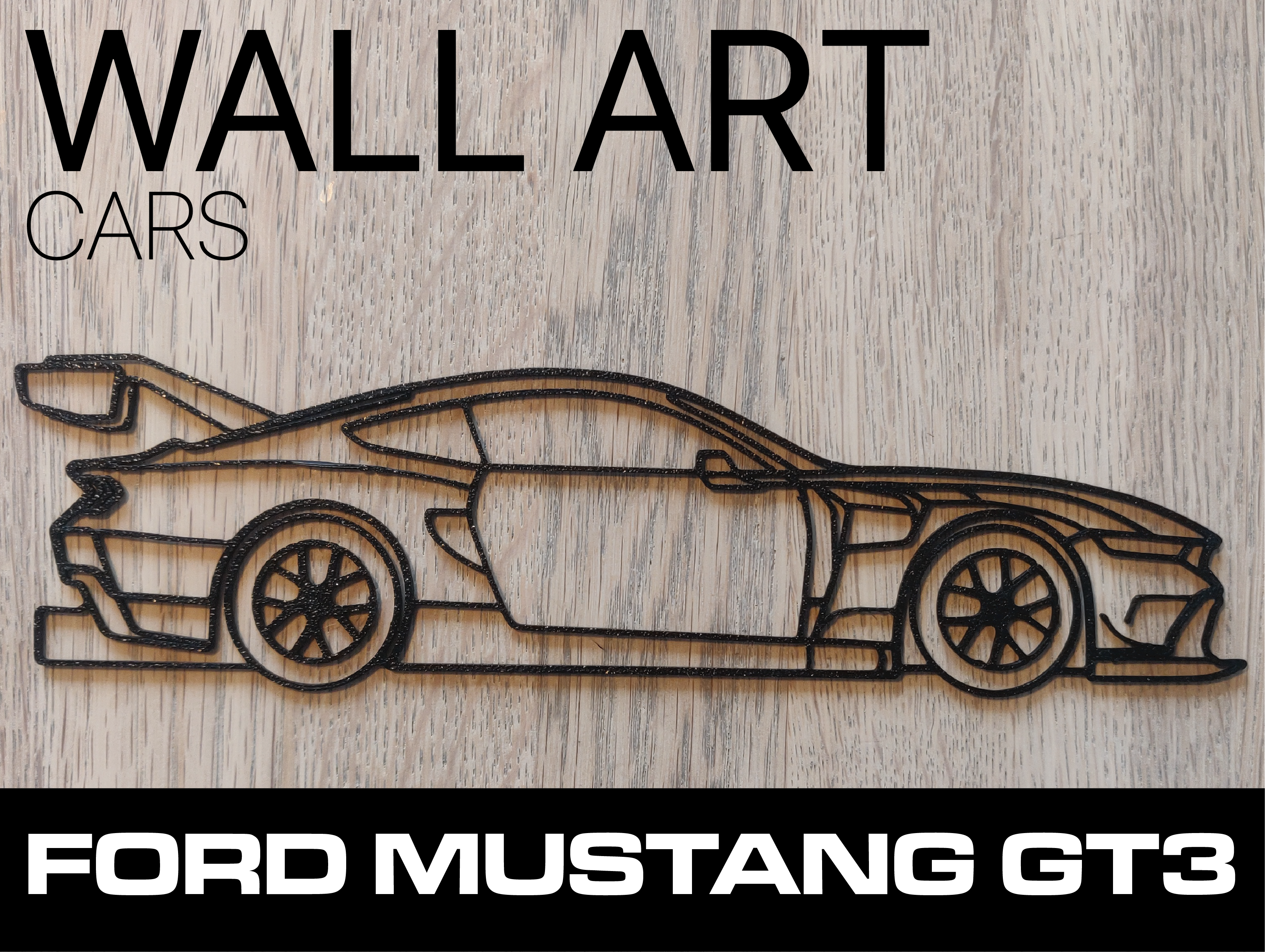 Car silhouette wall art - Ford Mustang GT3 2024