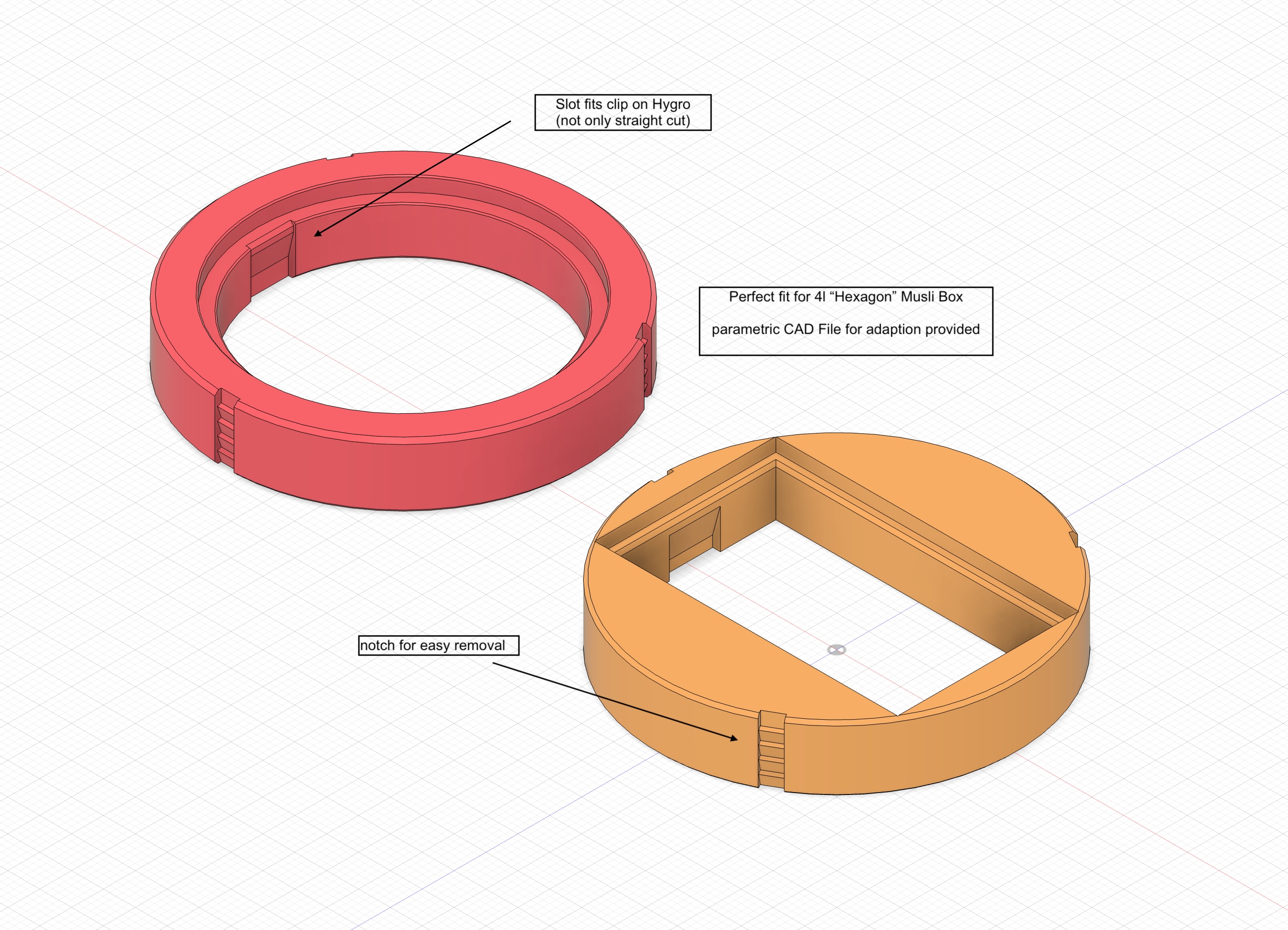 Round & Rectangular Hygrometer Adapter for Musli Box Lid (full parametric)