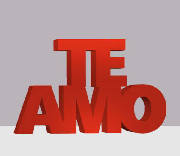 TEAMO- letrero en relieve