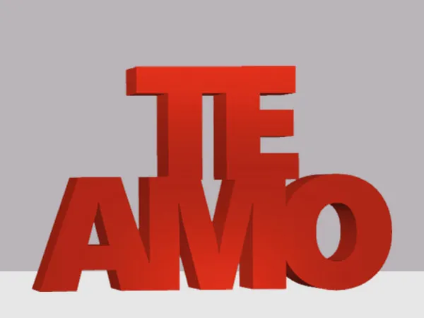TEAMO- letrero en relieve