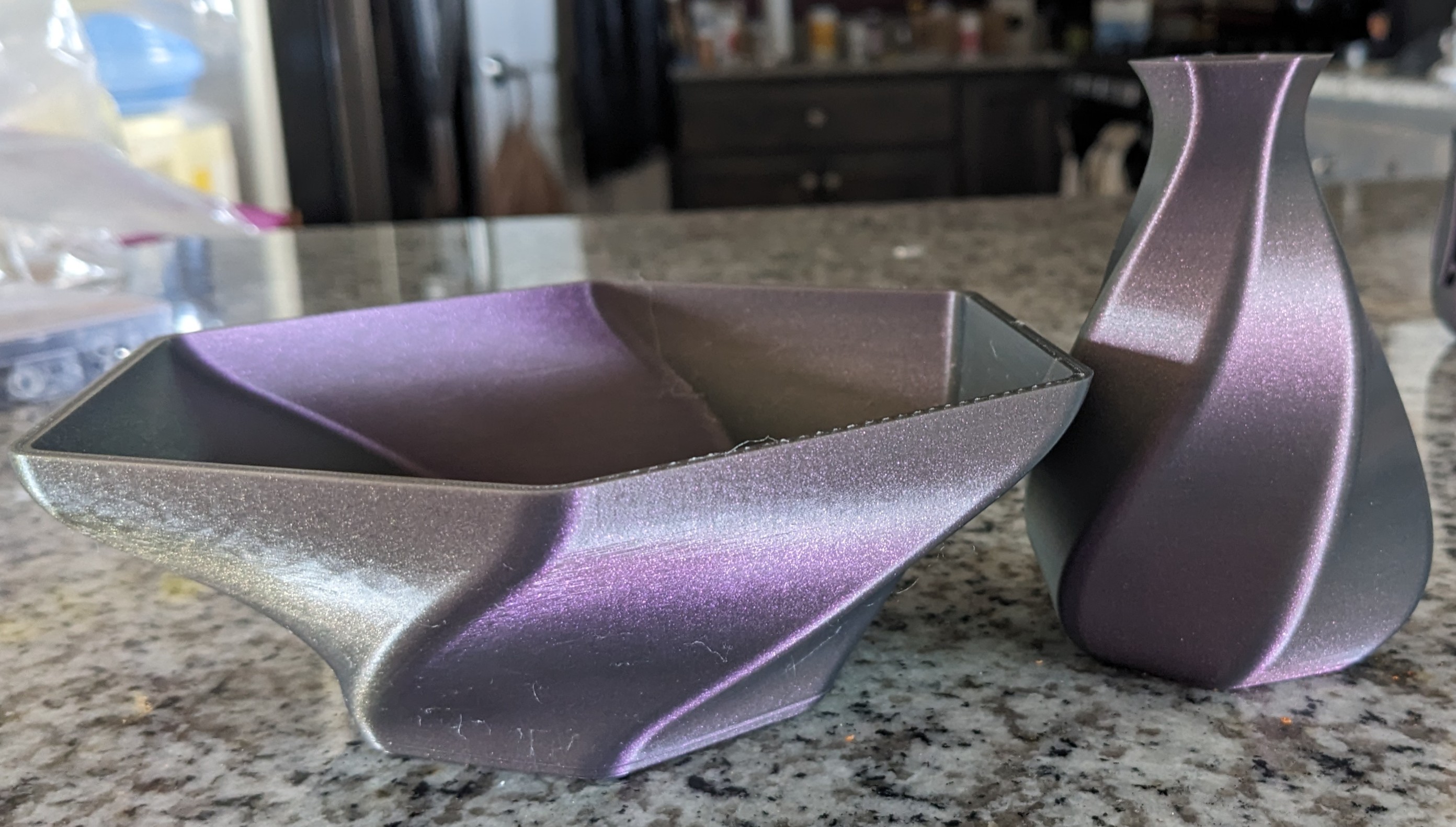 Smooth twisted vase and matching candy bowl.