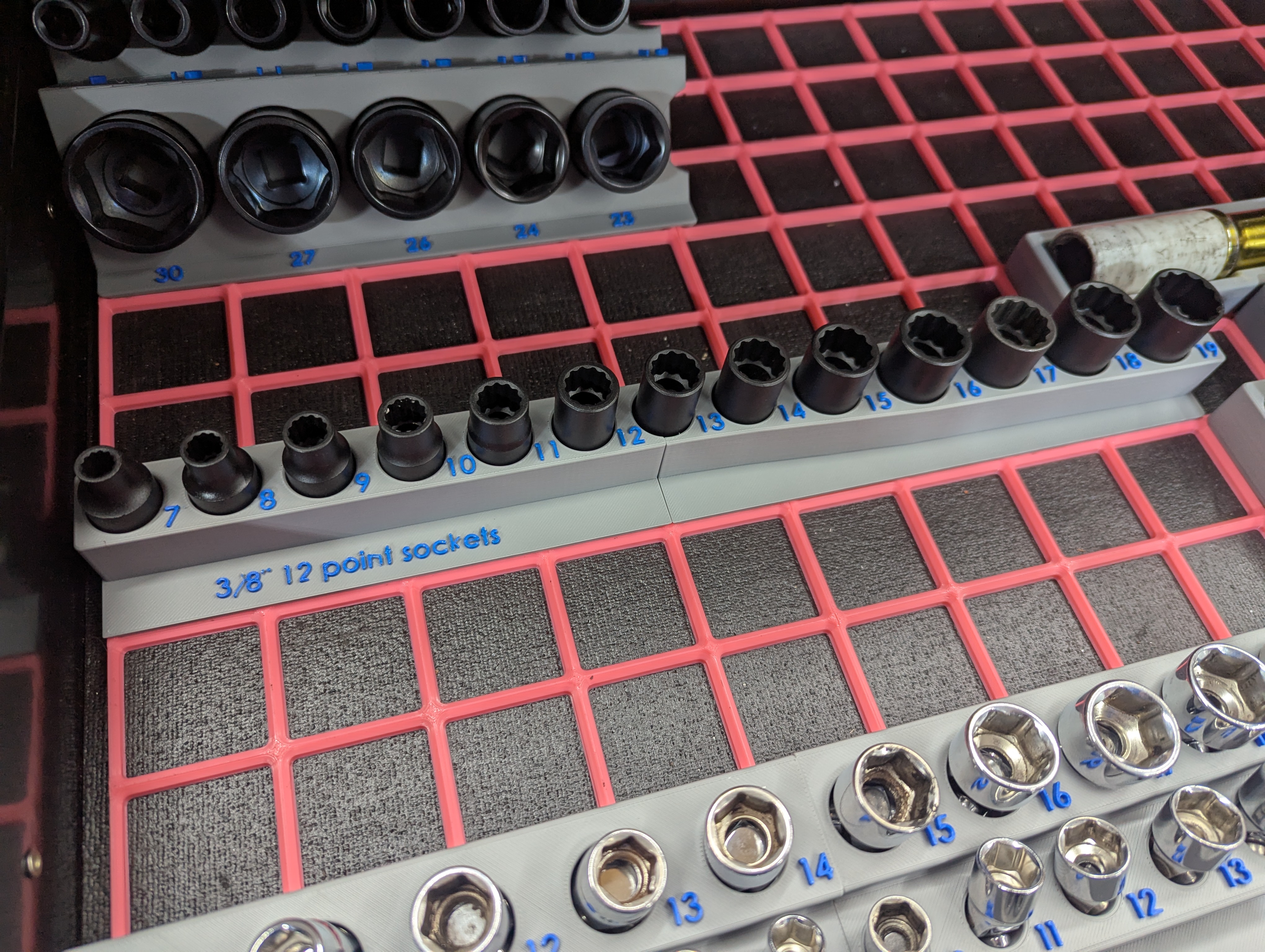 Gridfinity 12 point impact 3/8" socket holder