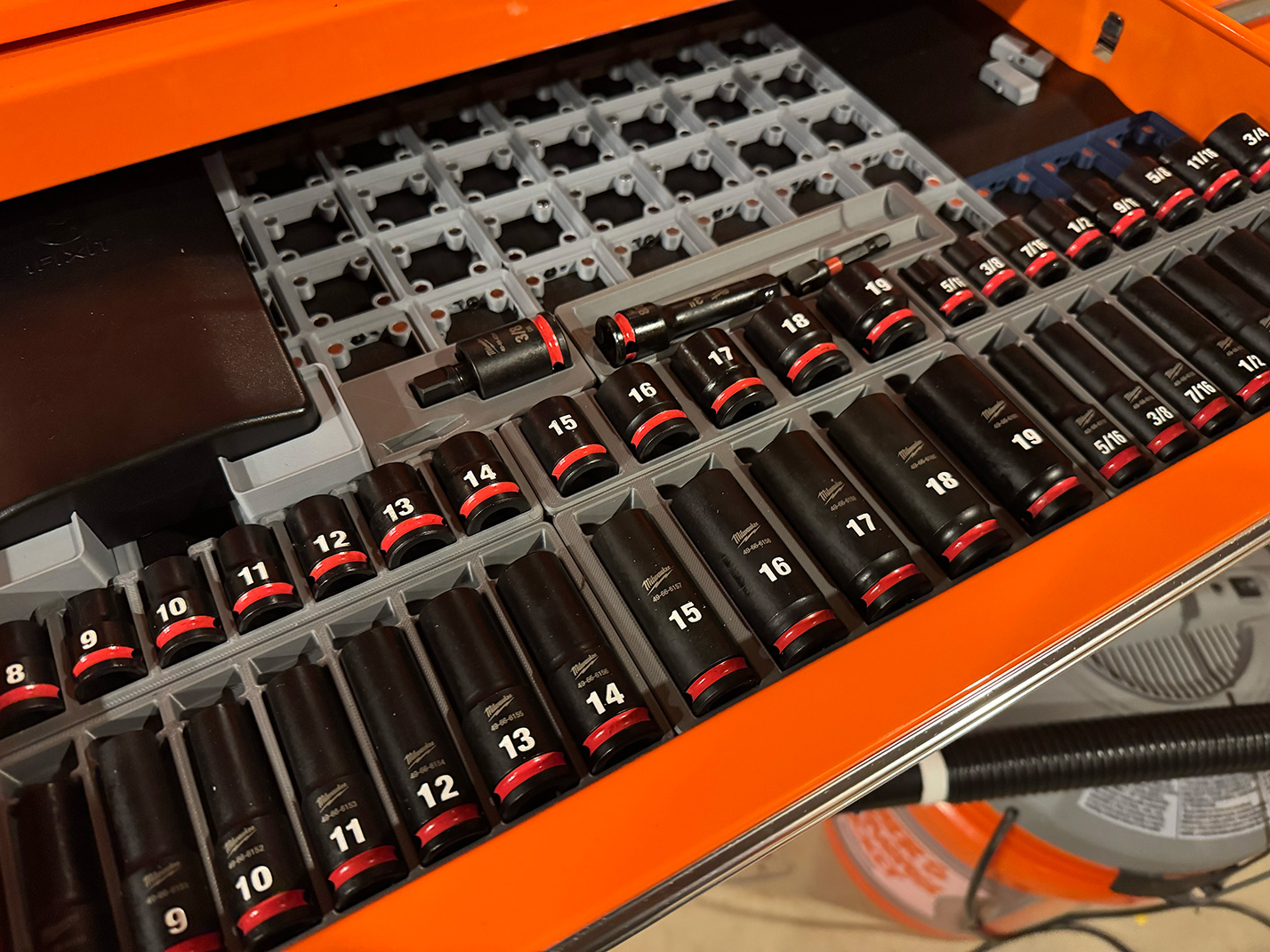 Gridfinity Socket Organization for Milwaukee Shockwave 3/8"