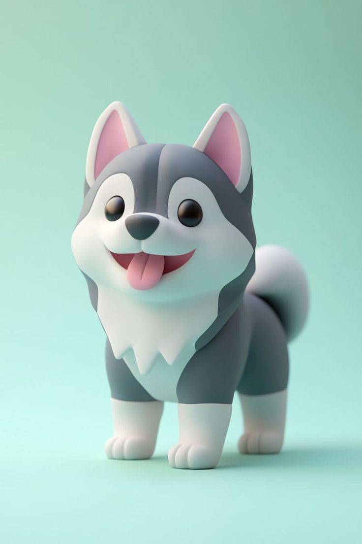 Baby Dog Husky Clay character kawaii 3D Model