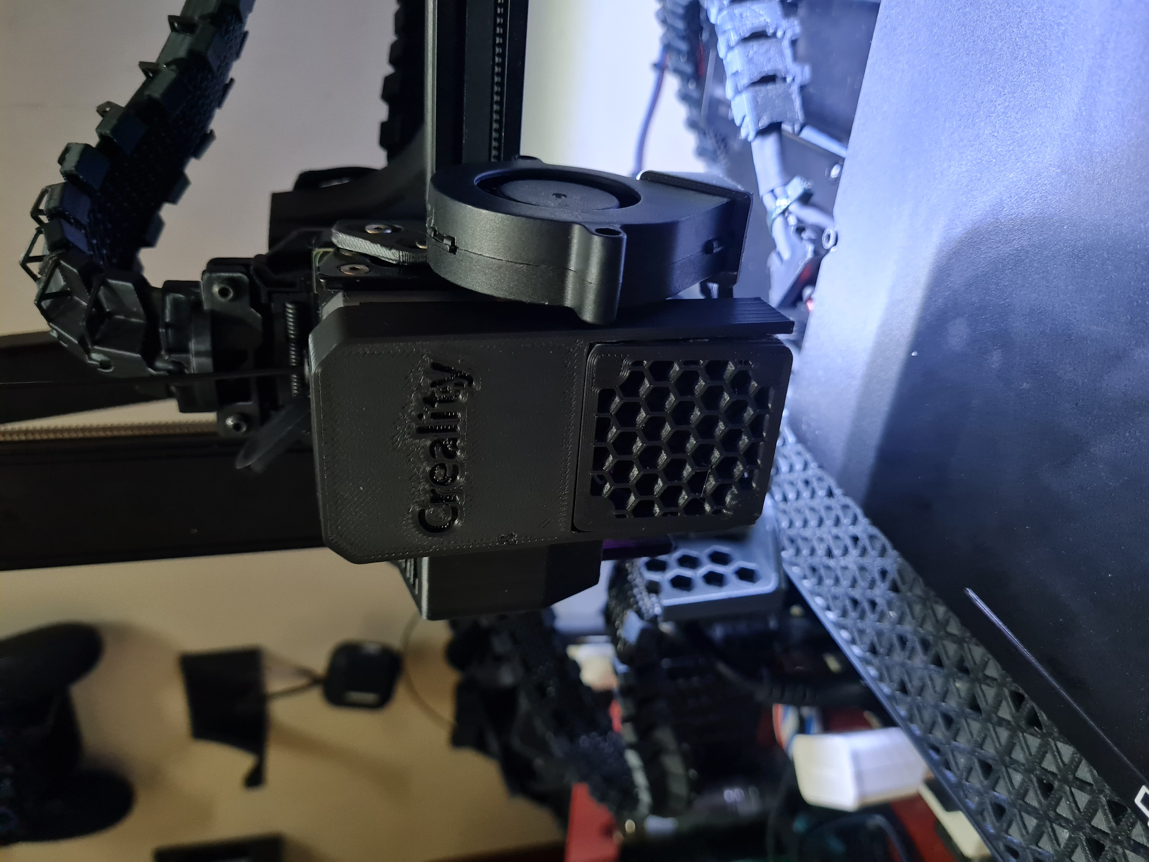 Extruder Mounted Support for 4010 Fans For Stock Ender 3 V3 SE Hotend 3D model thumbnail