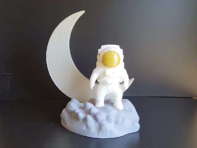 Space Man on an Asteroid with Moon