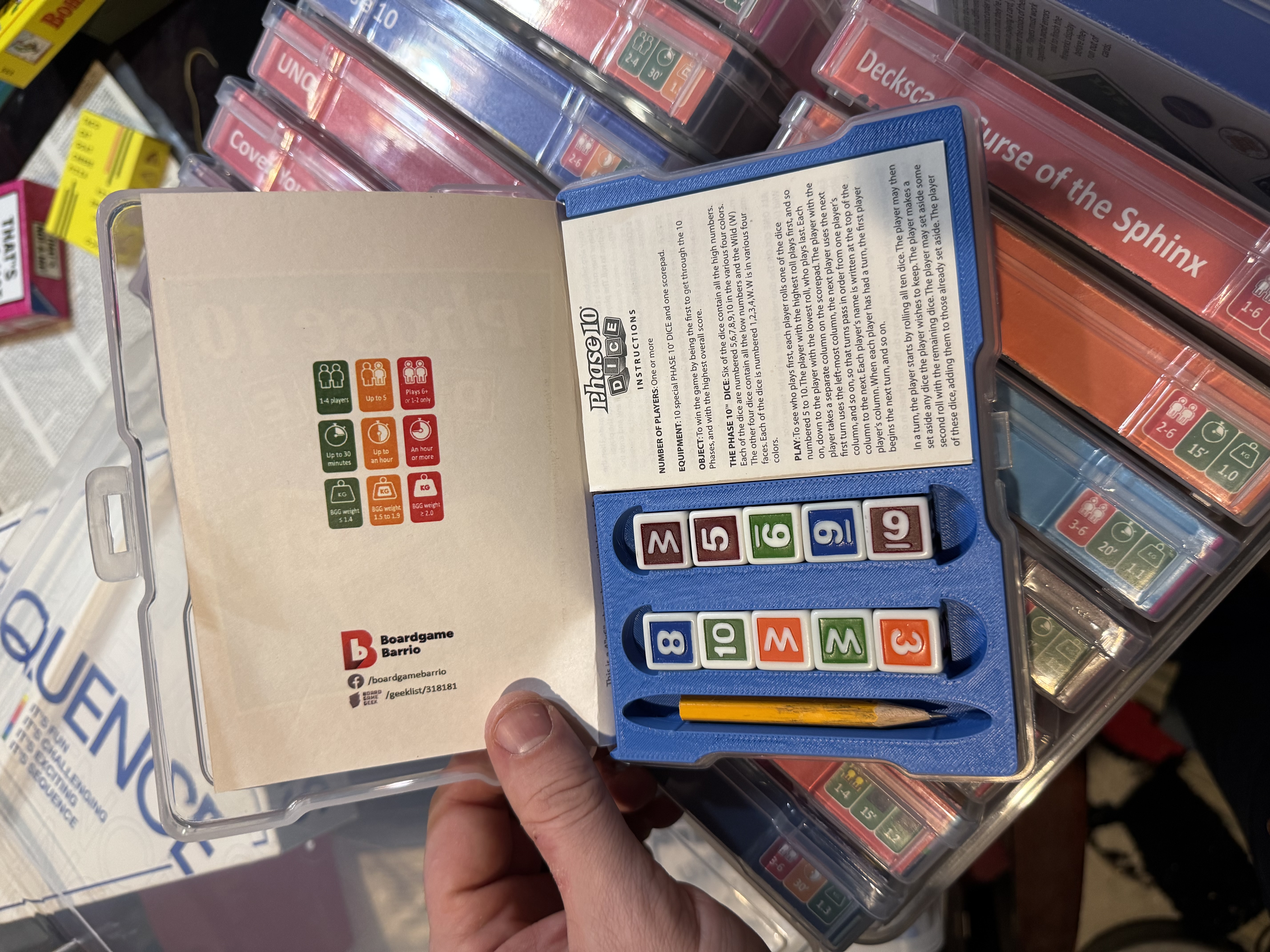Phase 10 dice photocaddy insert