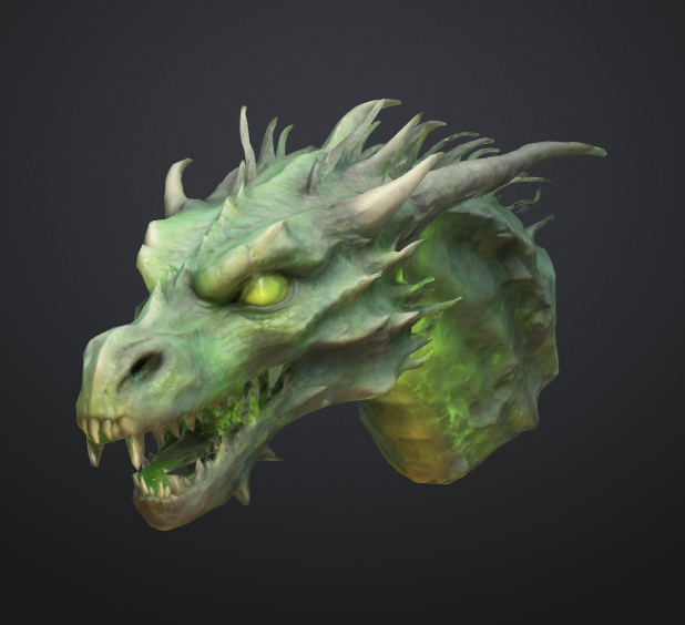 Fantasy emerald dragon head