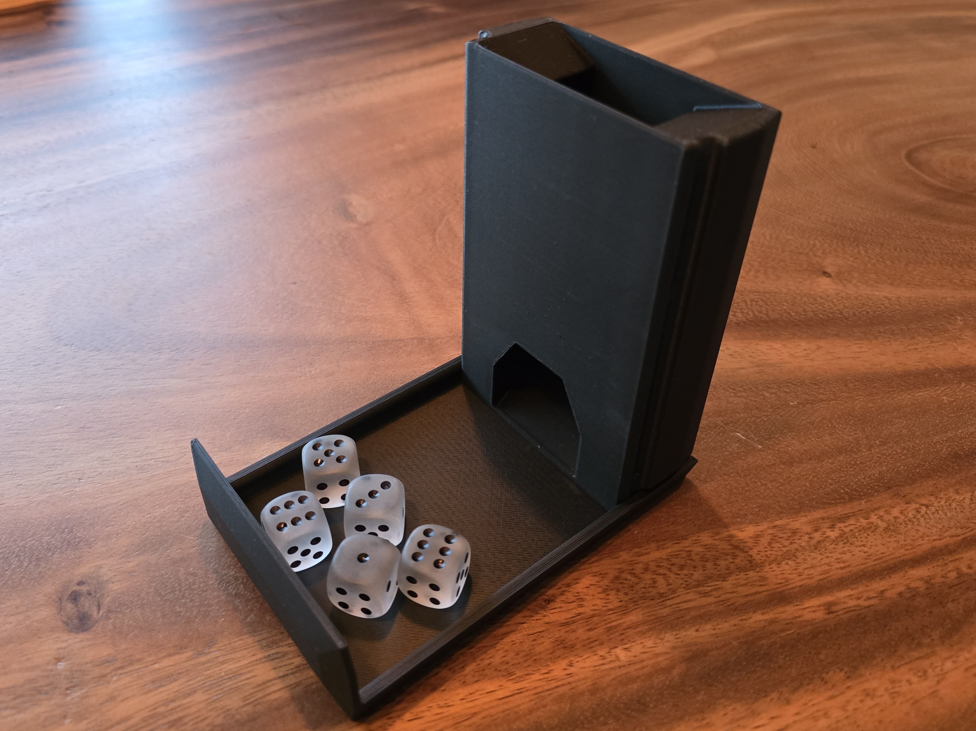 Portable dice tower with sliding lid/tray